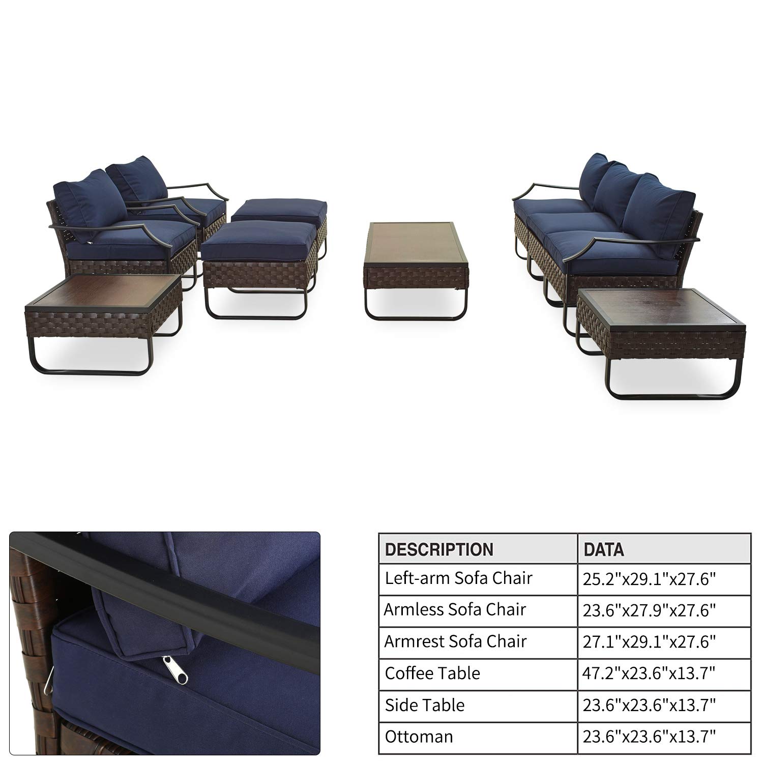 PatioFestival 10-Piece Wicker Outdoor Furniture Set with Cushions - All-Weather Steel Frame Sectional Sofa for Patio, Garden, Poolside & Backyard Relaxation