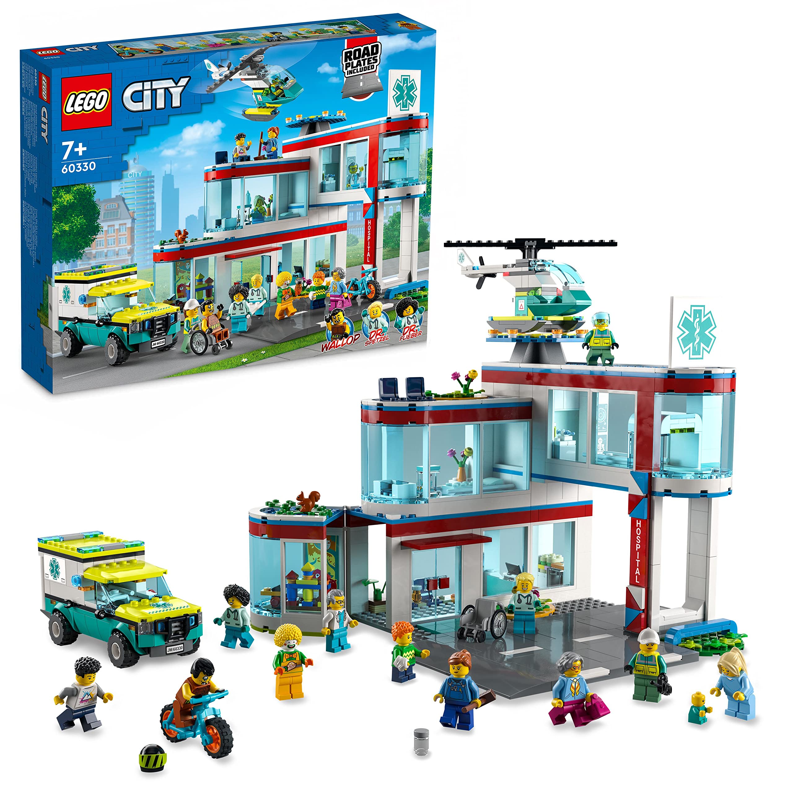 LEGO 60330 City Hospital Building Set - Ambulance Truck, Helicopter & 12 Minifigures - Creative Construction Toy for Kids Ages 7+ - Perfect for Role Play, Birthday Gifts & STEM Learning