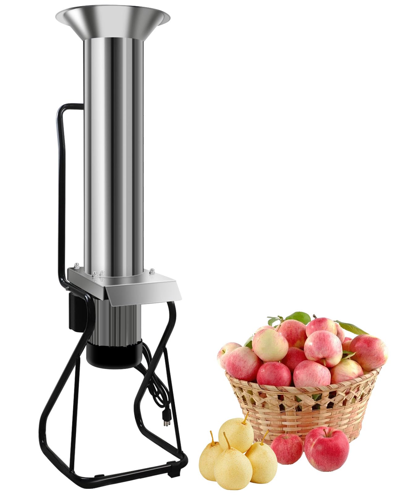 Electric Apple & Fruit Crusher - 1.1KW Motor, 304 Stainless Steel Apple Mill for Apples, Pears & Berries - Perfect for Wine, Cider & Juice Pressing at Home or Commercial Use