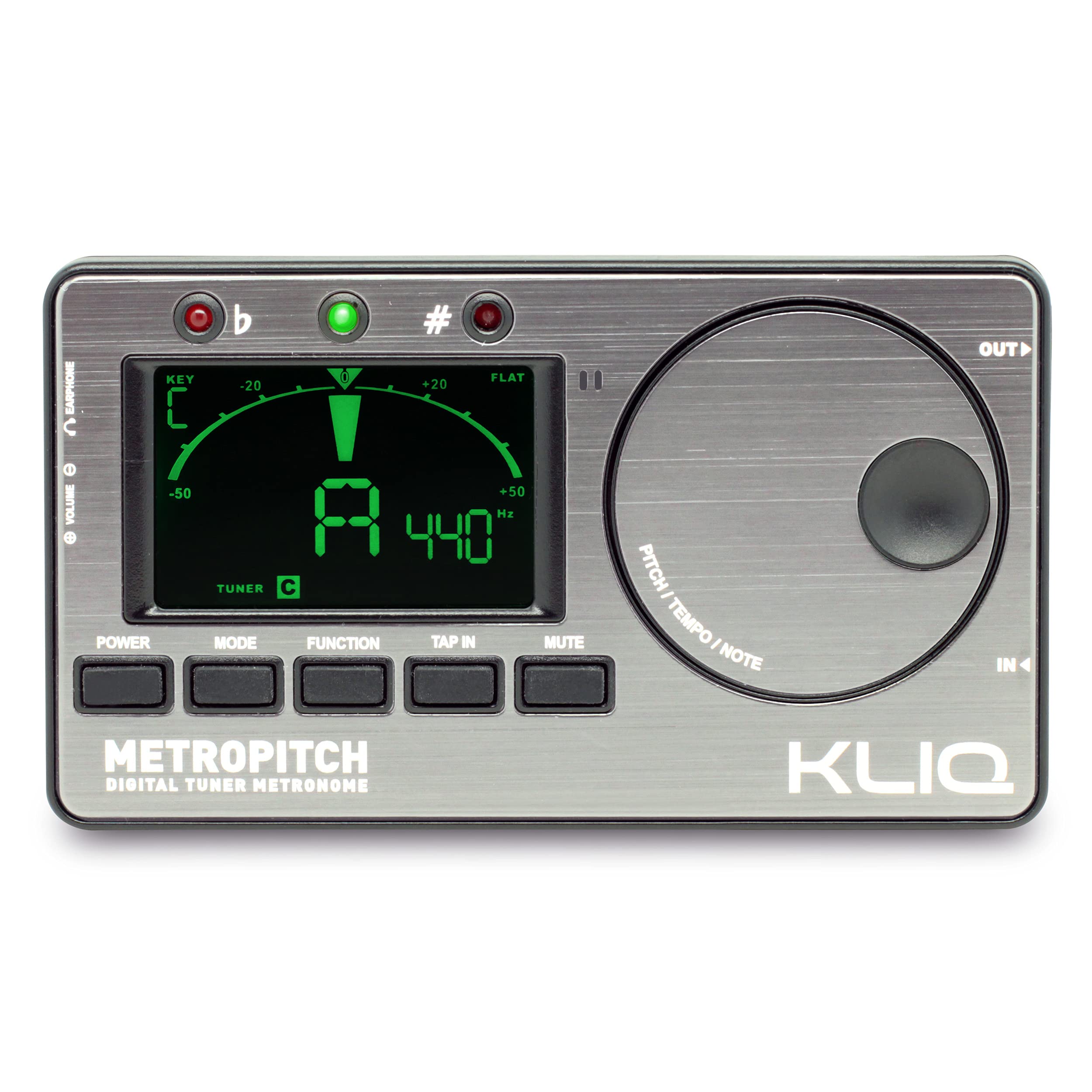 KLIQ MetroPitch - Professional Digital Metronome Tuner for Guitar, Bass, Violin, Ukulele - Accurate Chromatic Tuning Modes (Pewter Grey) - Perfect for Practice, Studio Recording & Live Performances