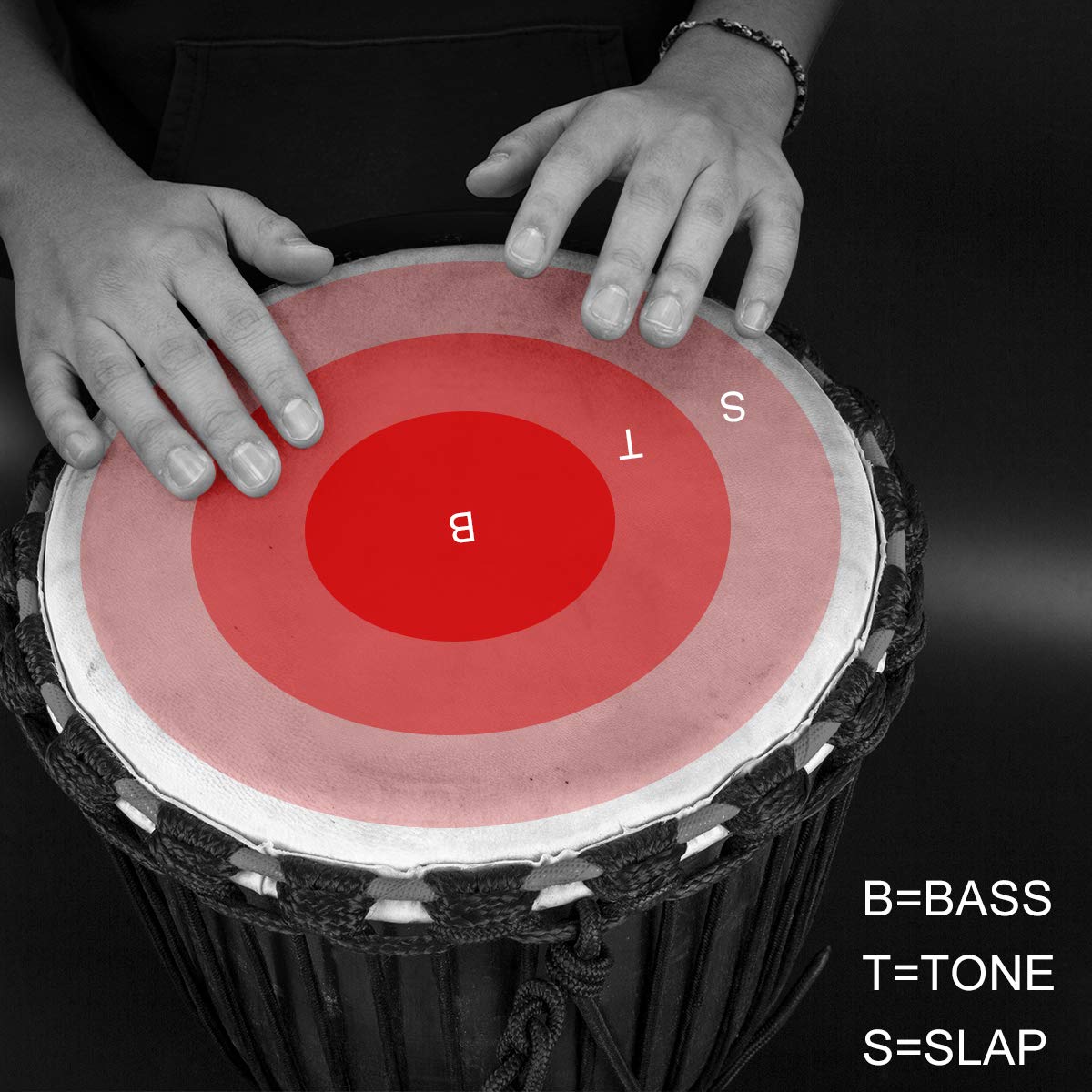 AKLOT 9.5'' x 20'' Hand-Carved African Djembe Drum - Mahogany Wood with Goatskin Drumhead for Adults & Beginners (Red) | Perfect for Music Therapy, Drum Circles, and Cultural Performances