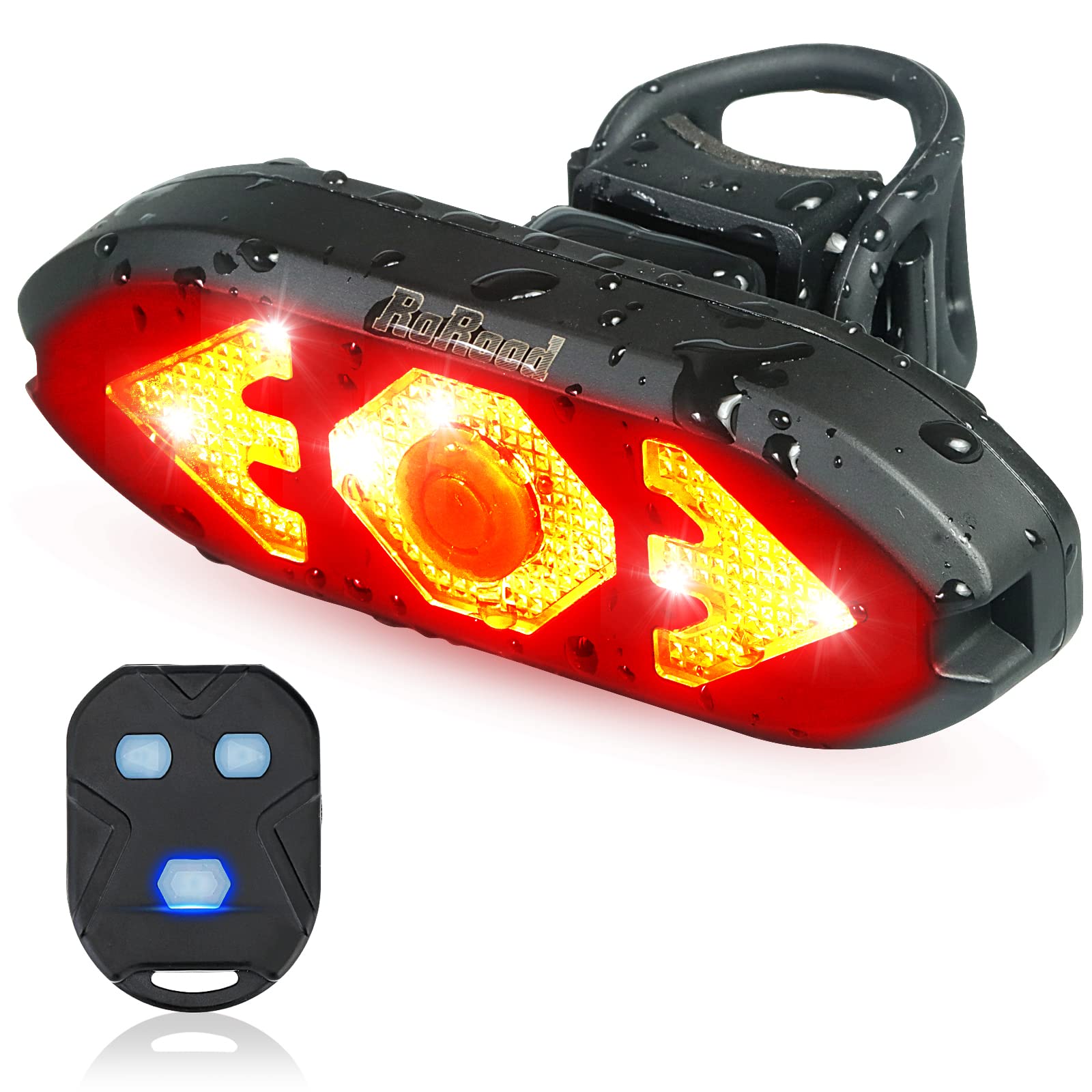 Rorood Waterproof Bike Tail Light with Turn Signals & Remote Control - Rear Bicycle Safety Light, Horn Alarm & Blinker for Night Cycling | Perfect for Commuting, Mountain Biking & Urban Riding Accessories