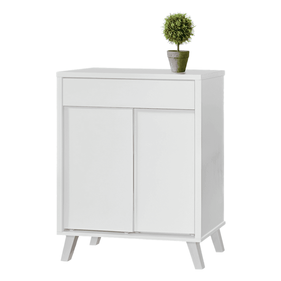 White Sliding Door Shoe Cabinet - Modern Storage Organizer for Entryway, Closet & Bedroom - Marshall Shoe Rack with Durable Design & Space-Saving Solution