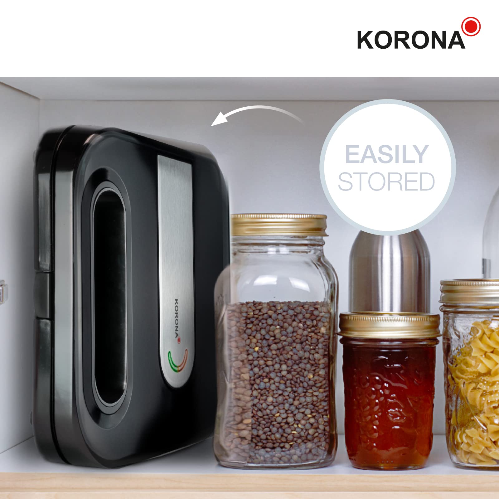 Korona 47019 - XXL Panini Maker, 750W, Non-Stick Coating, Space-Saving Design, Fits American Sandwich Discs, Easy to Clean - Perfect for Home, Office & Cafes