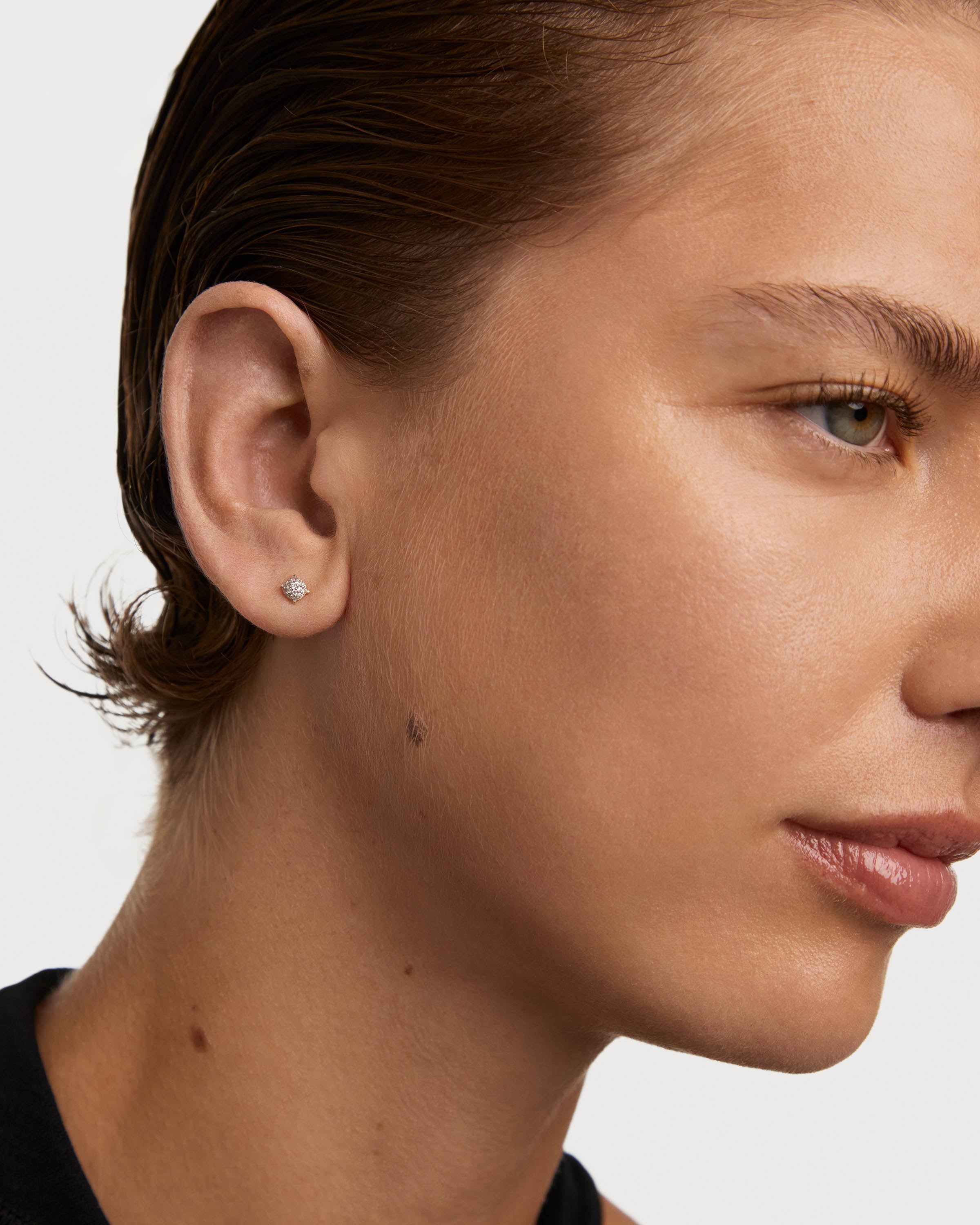 Diamond and Gold Dona Stud Earrings for Women - Elegant 14K Gold Plated Earrings for Everyday Wear, Parties, and Special Occasions