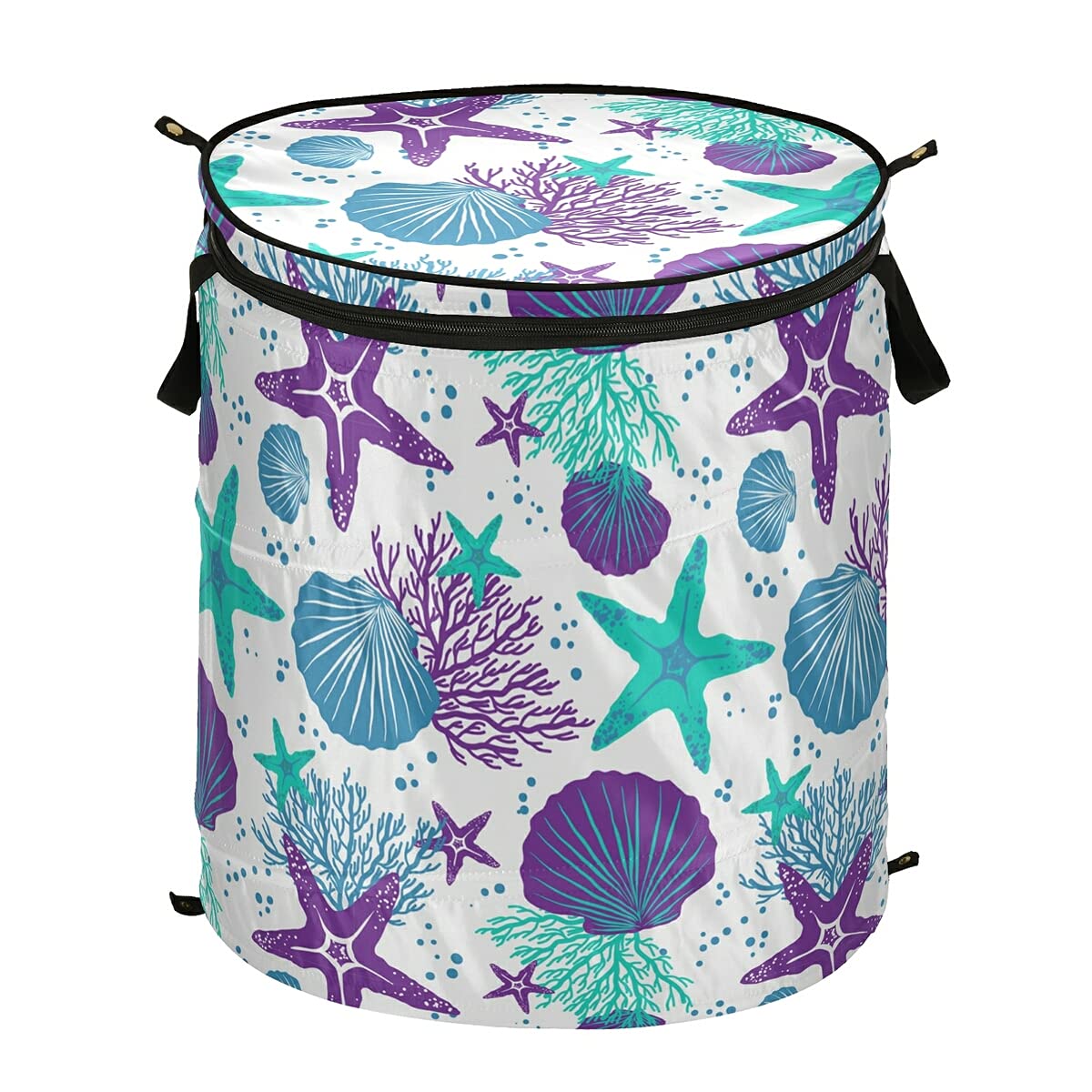 Colorful Coral Pop Up Laundry Hamper with Lid - Collapsible Dirty Clothes Basket for Kids Room, Closet, Bathroom & Bedroom Storage - Perfect for Laundry Organization, Toy Storage and Home Decor
