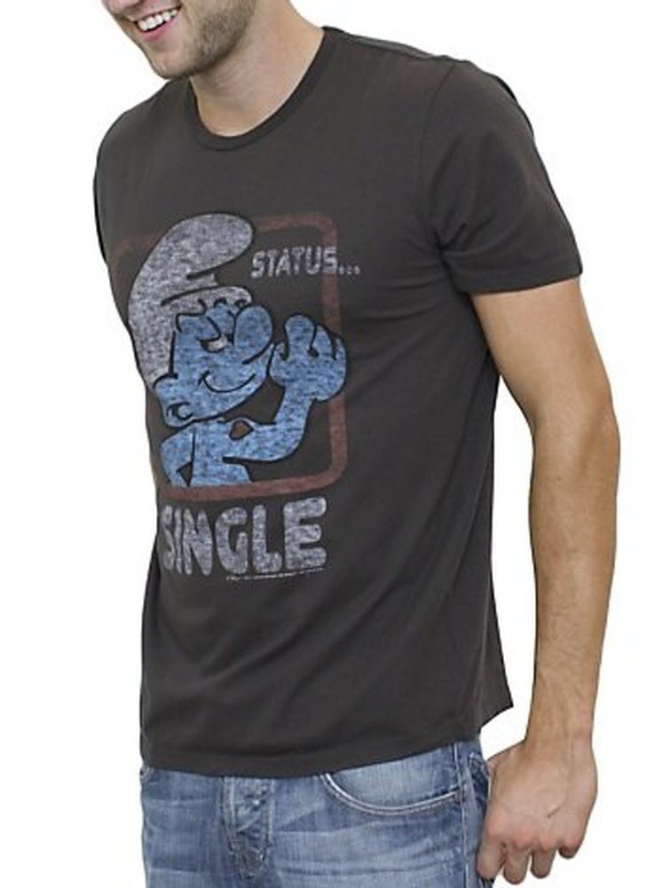 Vintage Inspired Smurfs Junk Food Graphic T-Shirt for Adults - Charcoal Black - Retro Cartoon Tee for Casual Wear, Gifts & Pop Culture Fans