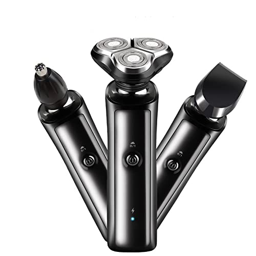 3-in-1 Electric Head Shaver for Bald Men - 4D Smart Rechargeable Razor with 3 Heads & Nose Hair Trimmer | Perfect for Head Shaving, Facial Grooming & Travel Use