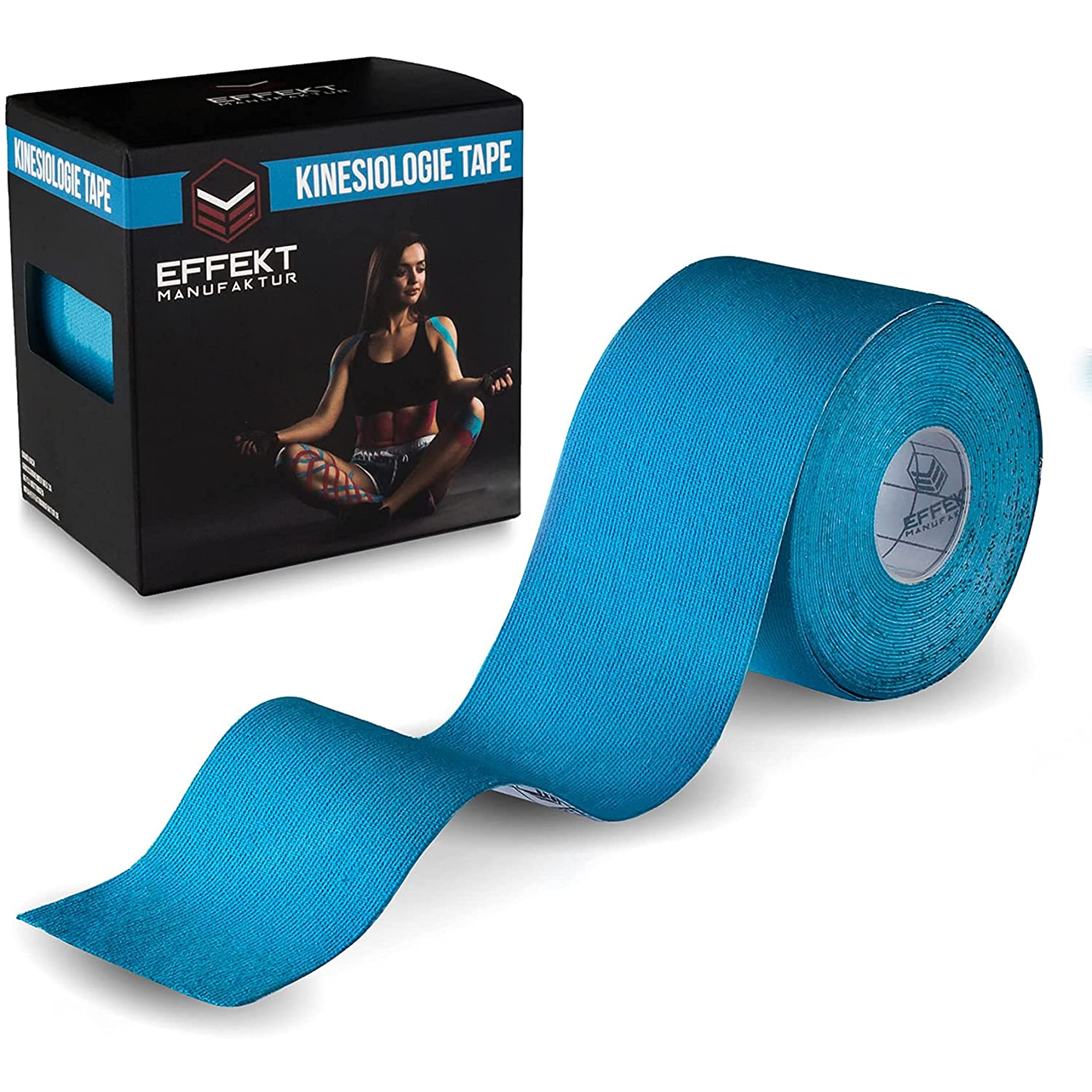 **Effekt Manufaktur Kinesiology Tape - Waterproof & Elastic Physio Tape (16 ft x 2 in, 1 Roll) for Muscle Support, Injury Recovery & Pain Relief - Durable Kinetic Tape for Athletes, Runners & Physical Therapy (Blue)**    **Usage:** Ideal for sports injuries, post-workout recovery, joint stability, and physical therapy sessions.