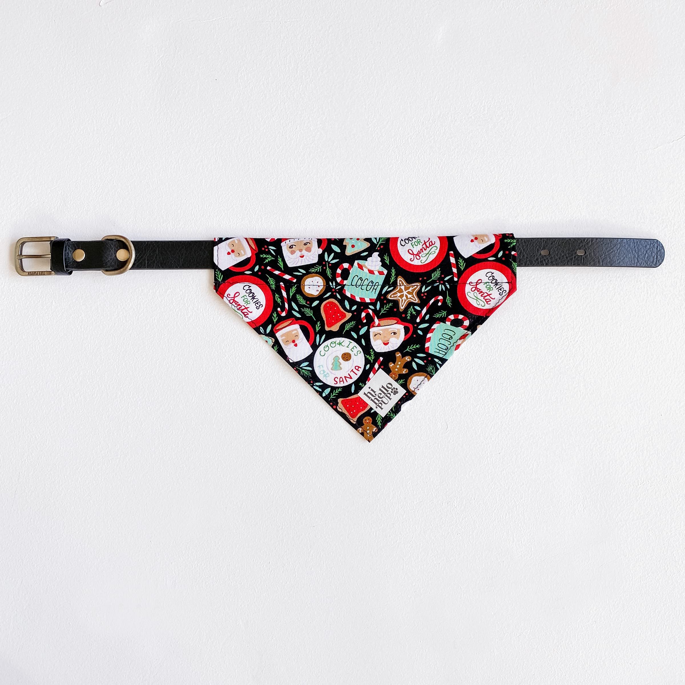 Dog and Mom Matching Christmas Set - Slip-On Dog Bandana with Scrunchie Headband | Santa-Themed Pet Bandana & Human Hair Accessory (XS Size) | Perfect for Holiday Photos, Family Matching Outfits & Christmas Gift Giving