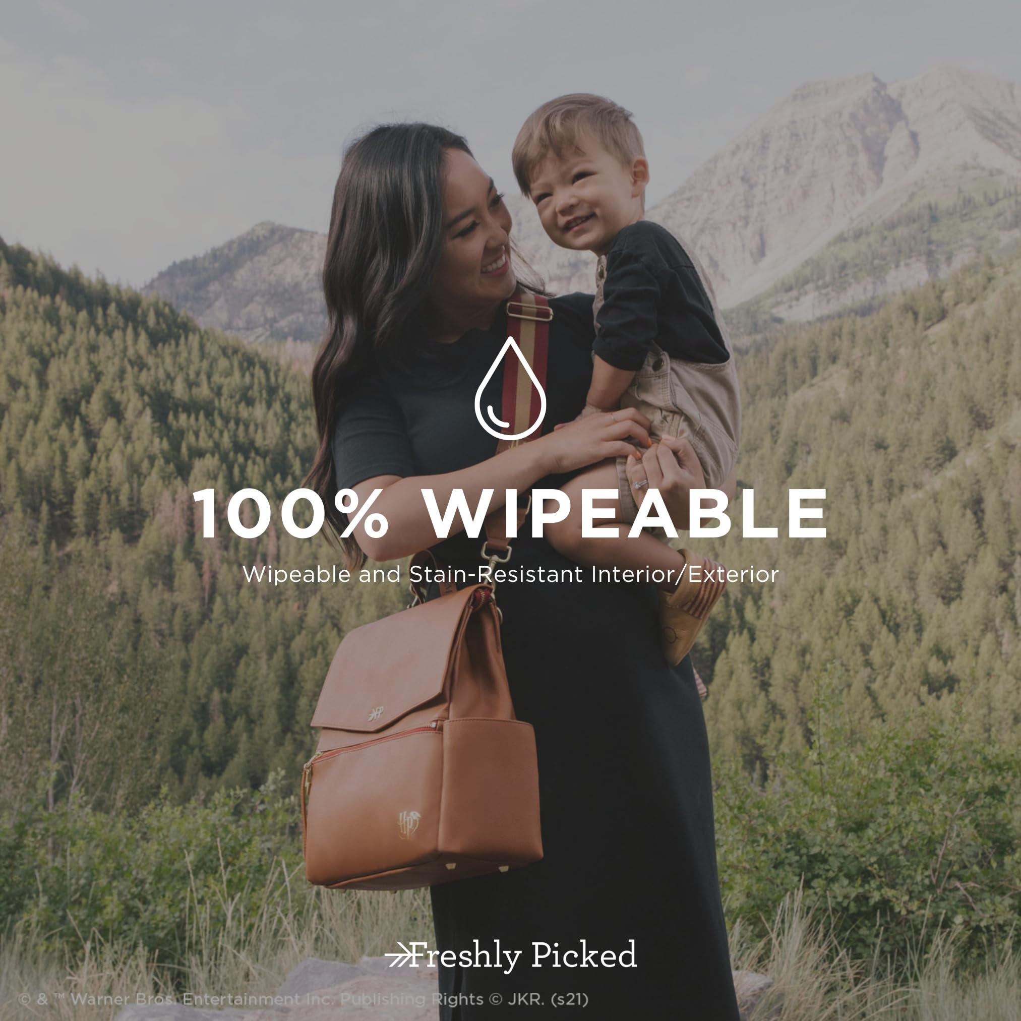 Freshly Picked Classic Mini II Diaper Backpack - Wipeable Vegan Leather Harry Potter Style with 8 Pockets | Perfect for Moms, Baby Essentials & Travel Organization