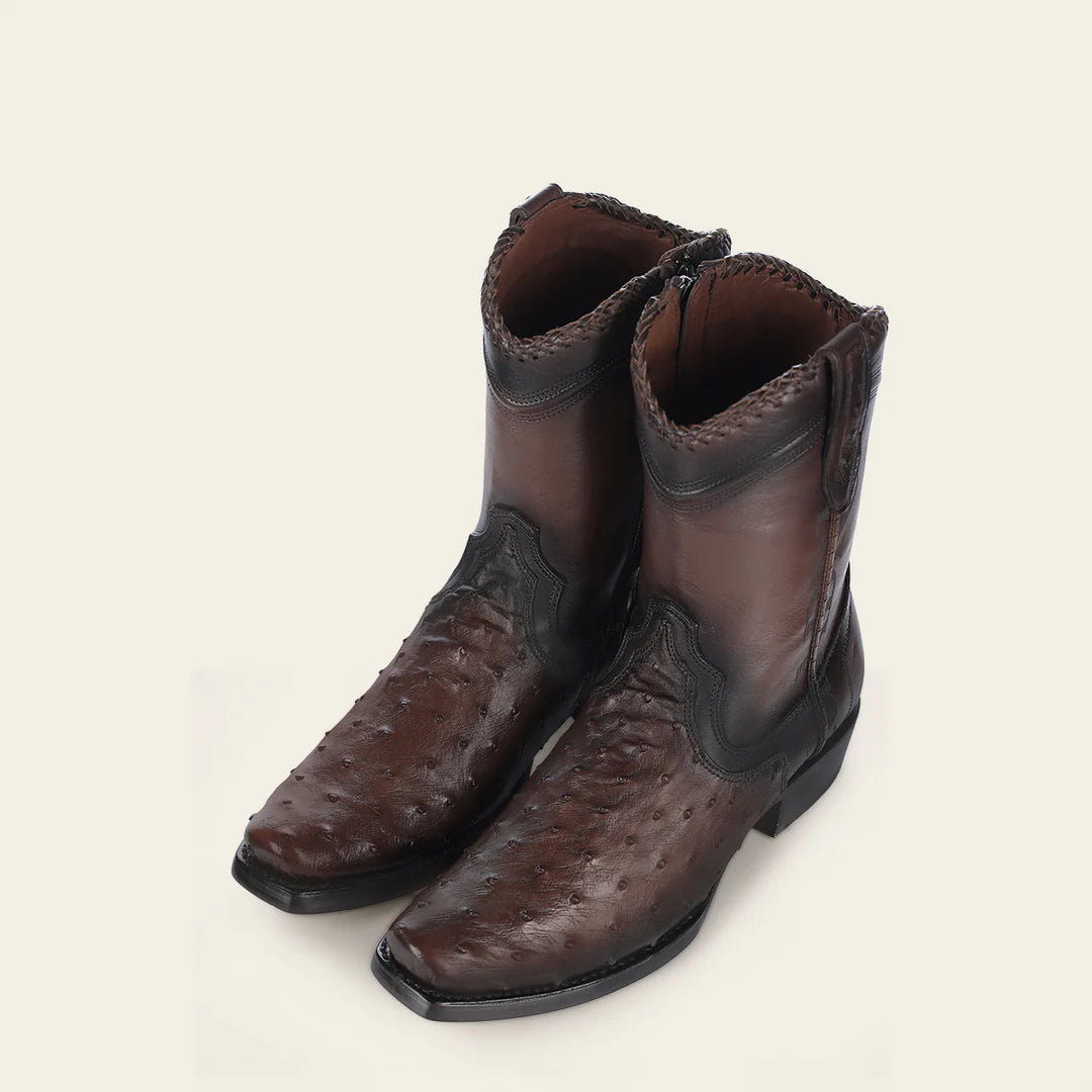 1J3DA1 Men's Cuadra Chocolate Cowboy Dress Boots - Genuine Ostrich Leather Western Boots for Rodeo, Country Dance & Casual Wear
