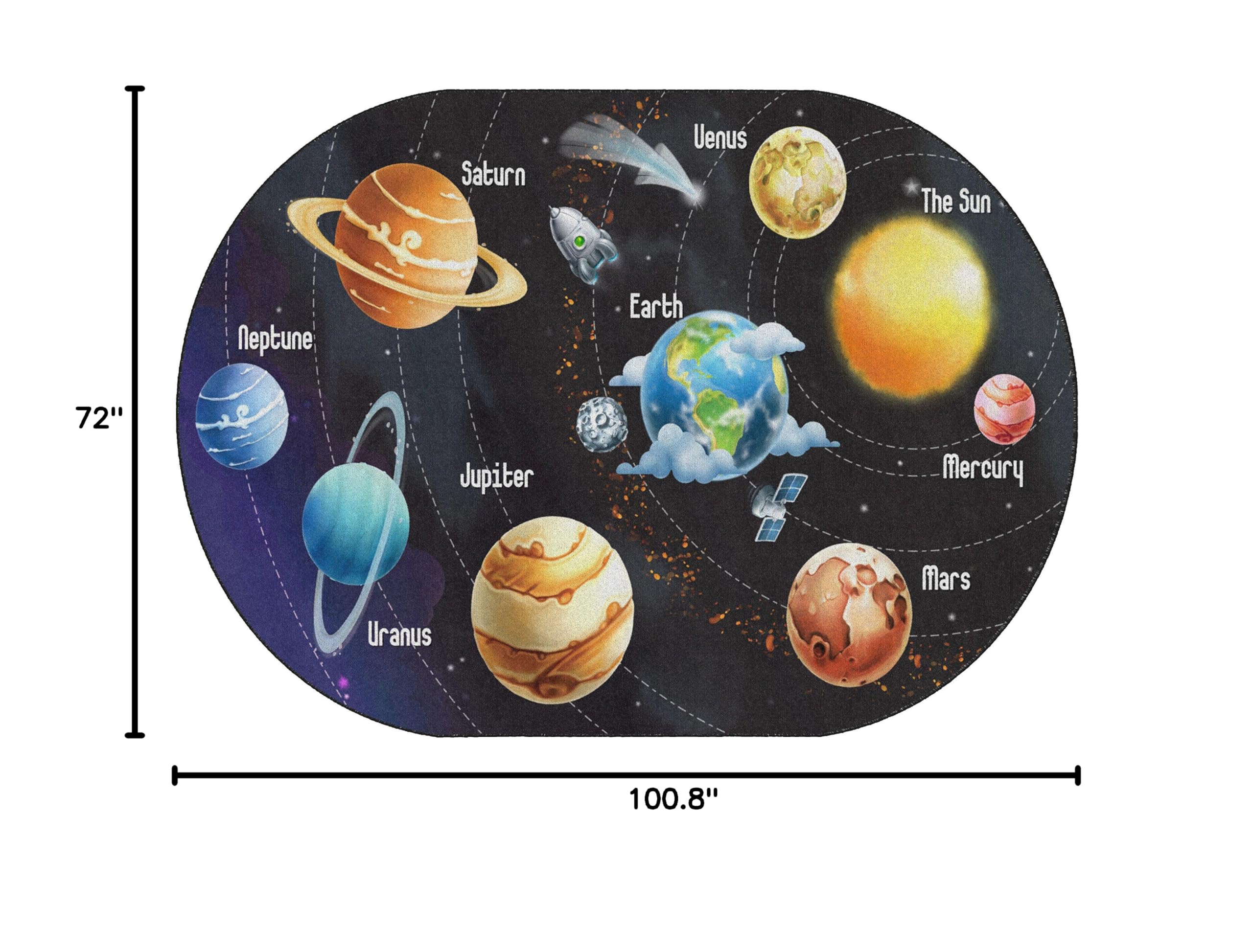 Flagship Carpets All The Planets in My Solar System Oval Educational Rug - 6' x 8'4