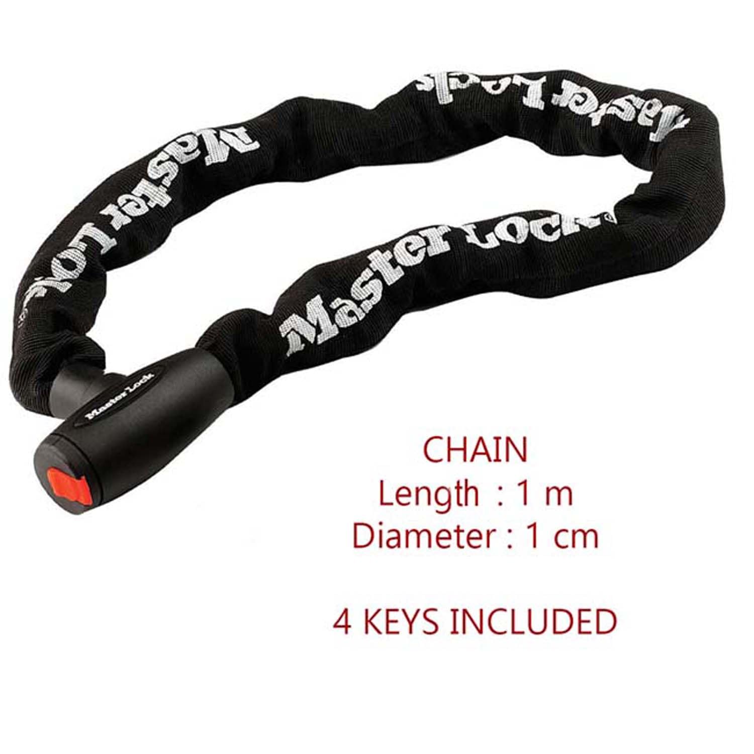 MASTER LOCK Motorcycle Chain Lock with Key - 1 Meter Heavy Duty Security Chain (Model 8291EURDPS) | Ideal for Motorcycles, Scooters, Bikes & Outdoor Equipment Protection