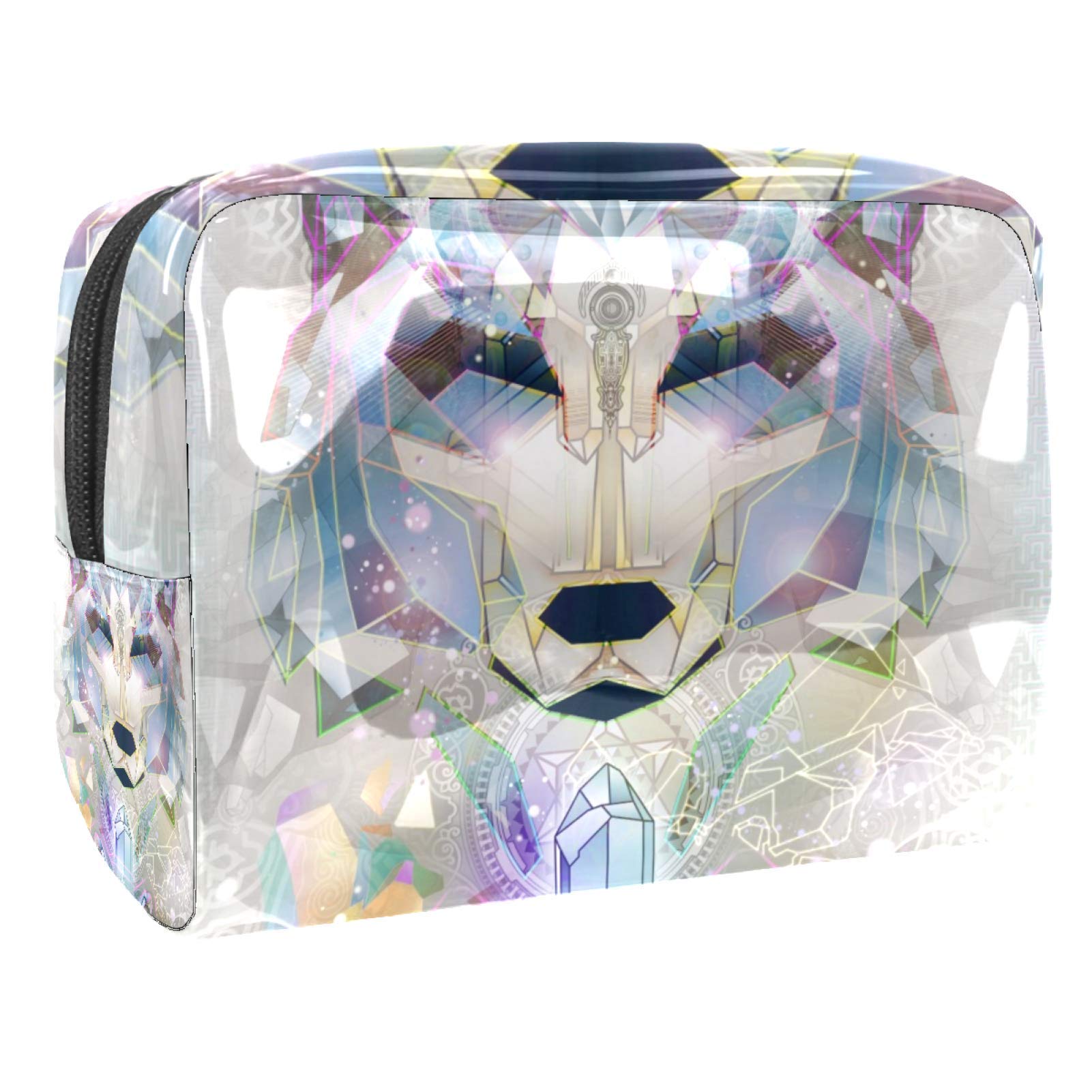 Crystal Wolf Totem Makeup Bag for Women - Waterproof Cosmetic Pouch with Zipper, Travel Toiletry Organizer (Perfect for Travel, Gym & Daily Beauty Essentials)