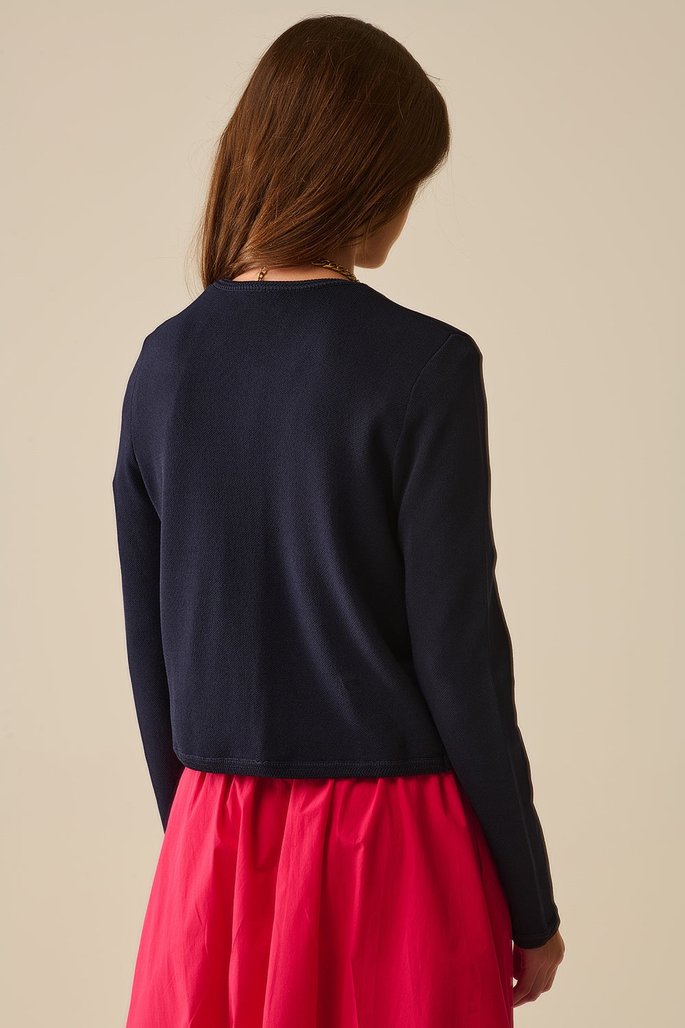 Navy Blue Cardigan with Gold Buttons - Cozy & Stylish Knit Sweater for Women | Perfect for Office, Casual Outfits & Fall Layering