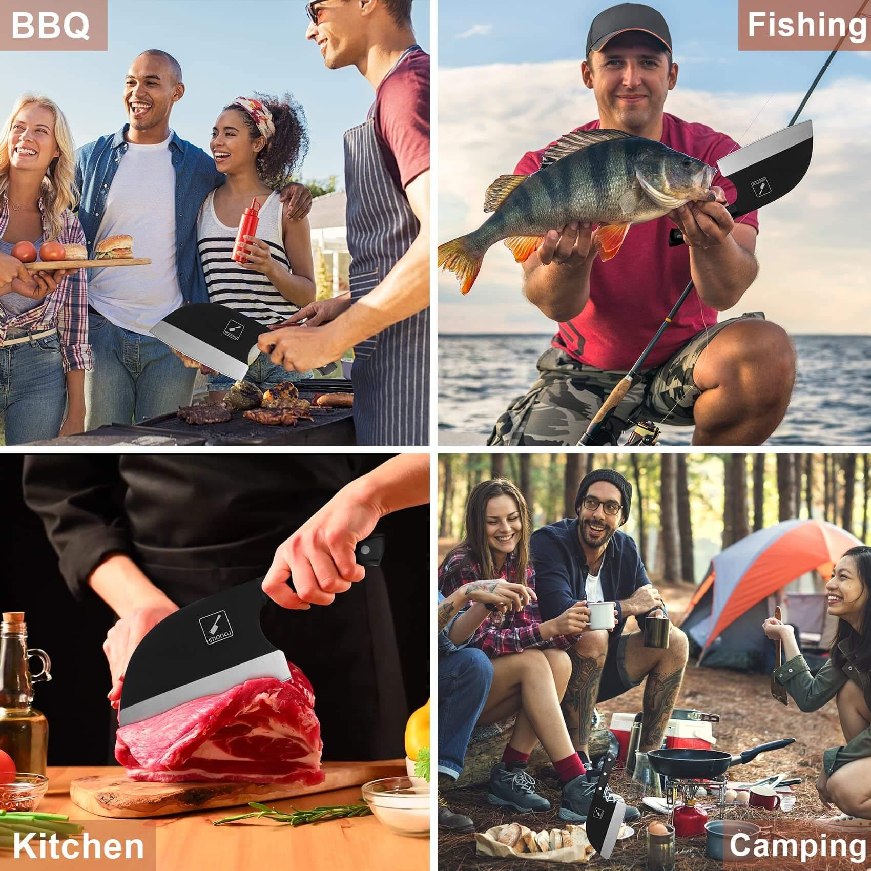 Imarku 6.7 Inch Professional Camping & BBQ Butcher Knife with Sheath - Perfect for Outdoor Cooking, Hunting, and Survival Adventures