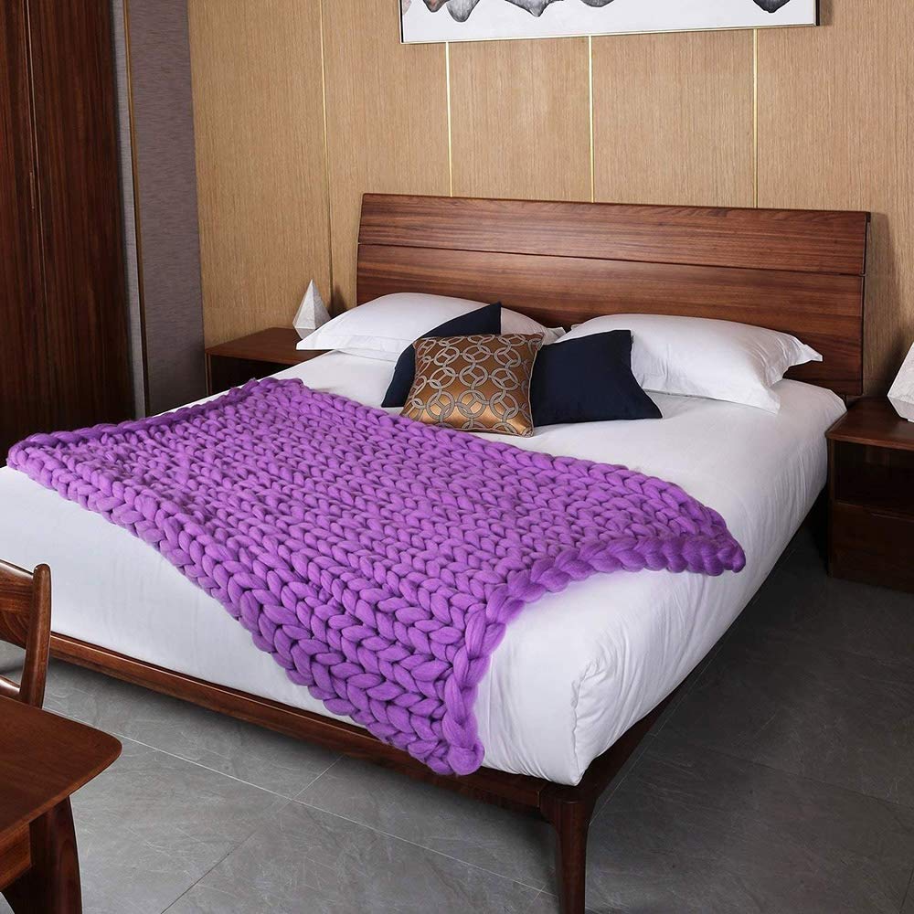 Soft Chunky Knit Throw Blanket - Handmade Weighted Blanket for Bed & Sofa - Luxury Braided Home Decor (100x200cm, Pink) | Perfect for Cozy Evenings, Gift Giving & Nursery Decor