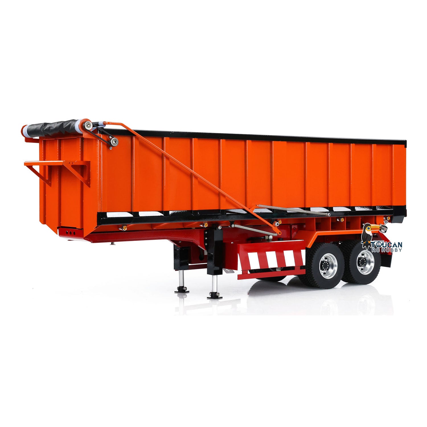 1/14 Scale Metal Hydraulic Dump Trailer with Electric Legs for TAMIYA RC Tractor Truck - DIY Remote Control Tipper Model with Pump & ESC - Perfect for RC Construction Vehicle Simulation and Collectors