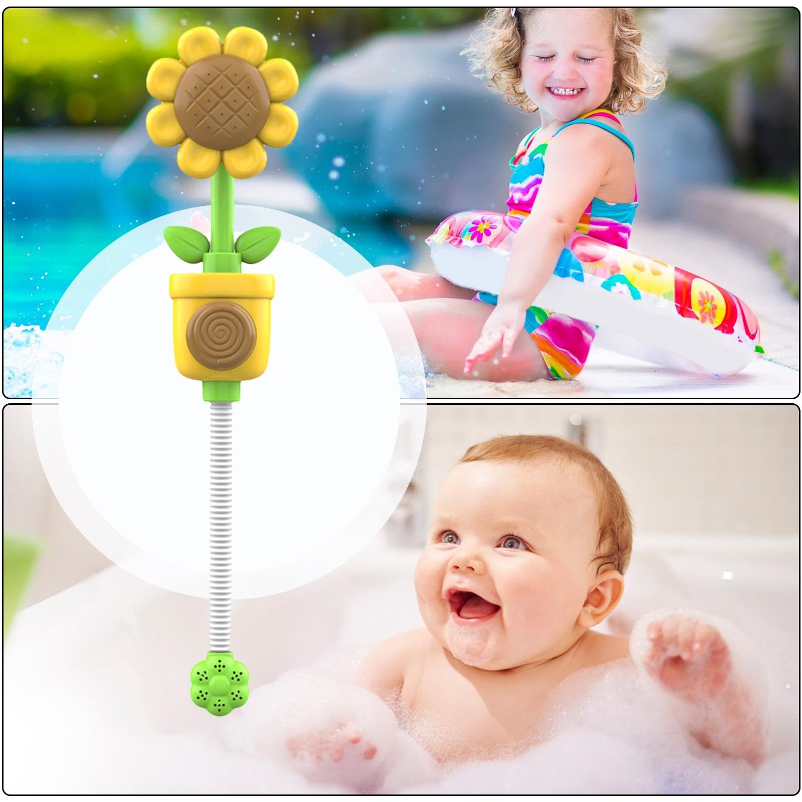 Bathtub Toy Shower Head - Water Sprayer Clockwork Bath Toy for Toddlers | Fun Water Play Shower Head for Kids in Pool & Bathtub | Perfect for Sensory Play, Bath Time Fun & Outdoor Water Activities