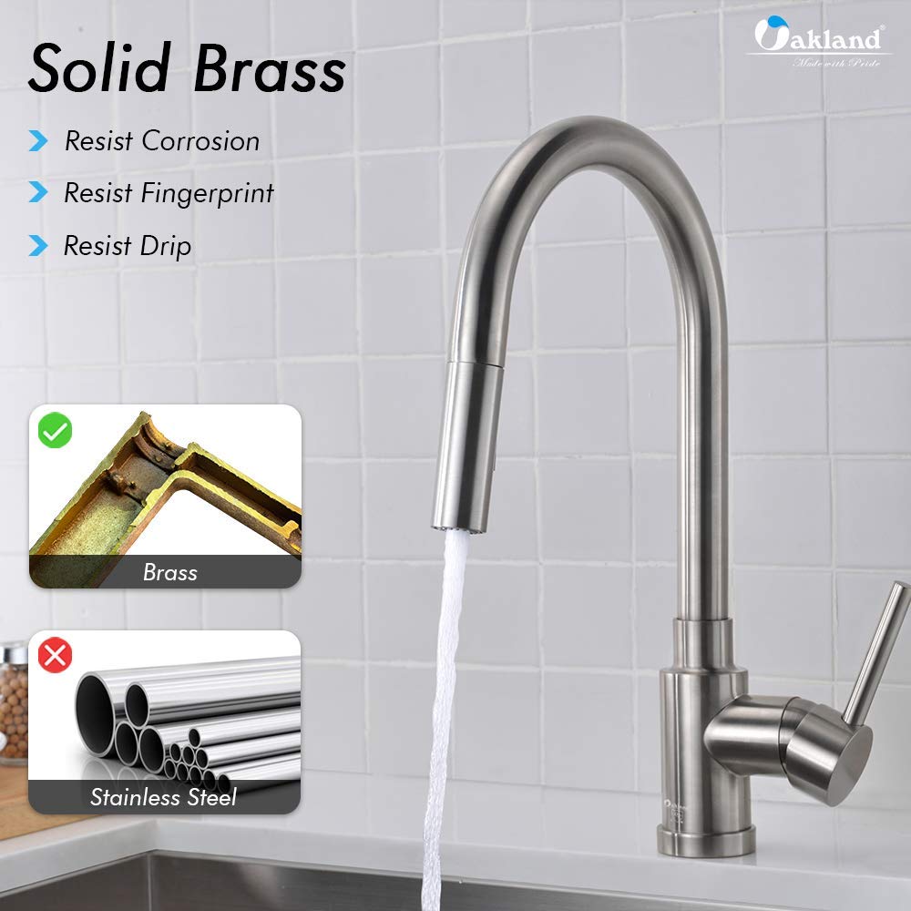 Brushed Nickel Pull Down Kitchen Faucet - High Arc 2.2GPM for Sink