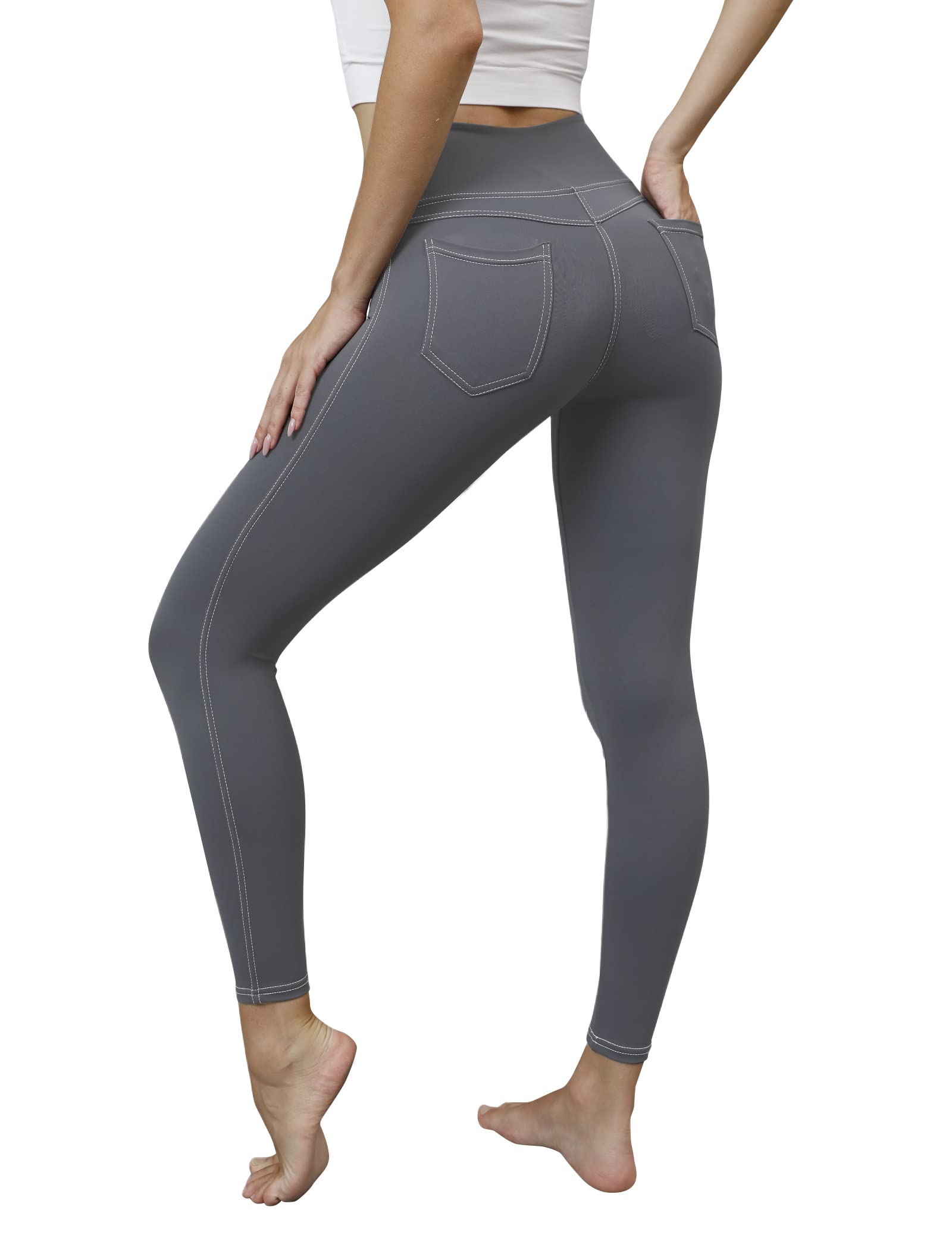 VOOVEEYA Women's High Waist Jeggings with Pockets - Tummy Control Stretchy Jeans Leggings for Plus Size - Perfect for Yoga, Workout & Casual Wear