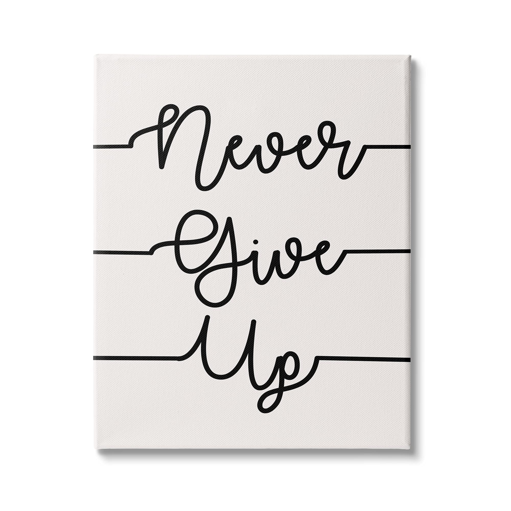 Stupell Industries 'Never Give Up' Motivational Abstract Line Typography Canvas Wall Art - 36