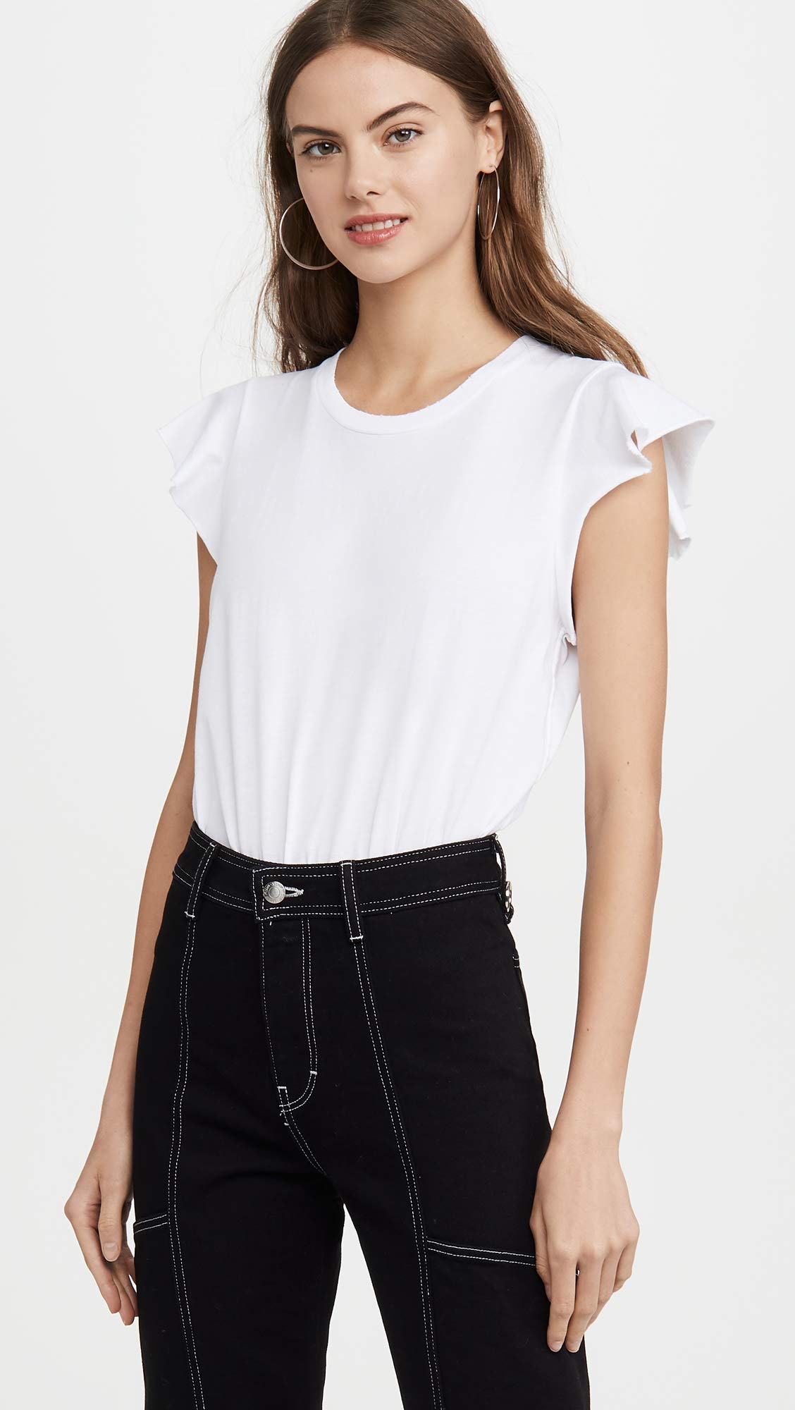 AMO Women's Flutter Sleeve T-Shirt - Soft Casual V-Neck Top for Everyday Wear | Perfect for Work, Dates & Weekend Outfits
