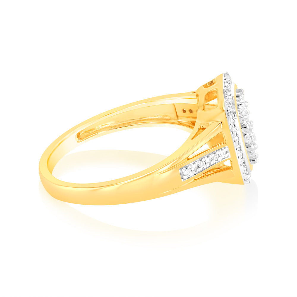 9ct Yellow Gold 1/5 Carat Diamond Ring with 57 Brilliant Cut Diamonds - Elegant Wedding Band & Anniversary Gift for Women - Perfect for Engagement, Proposal & Special Occasions