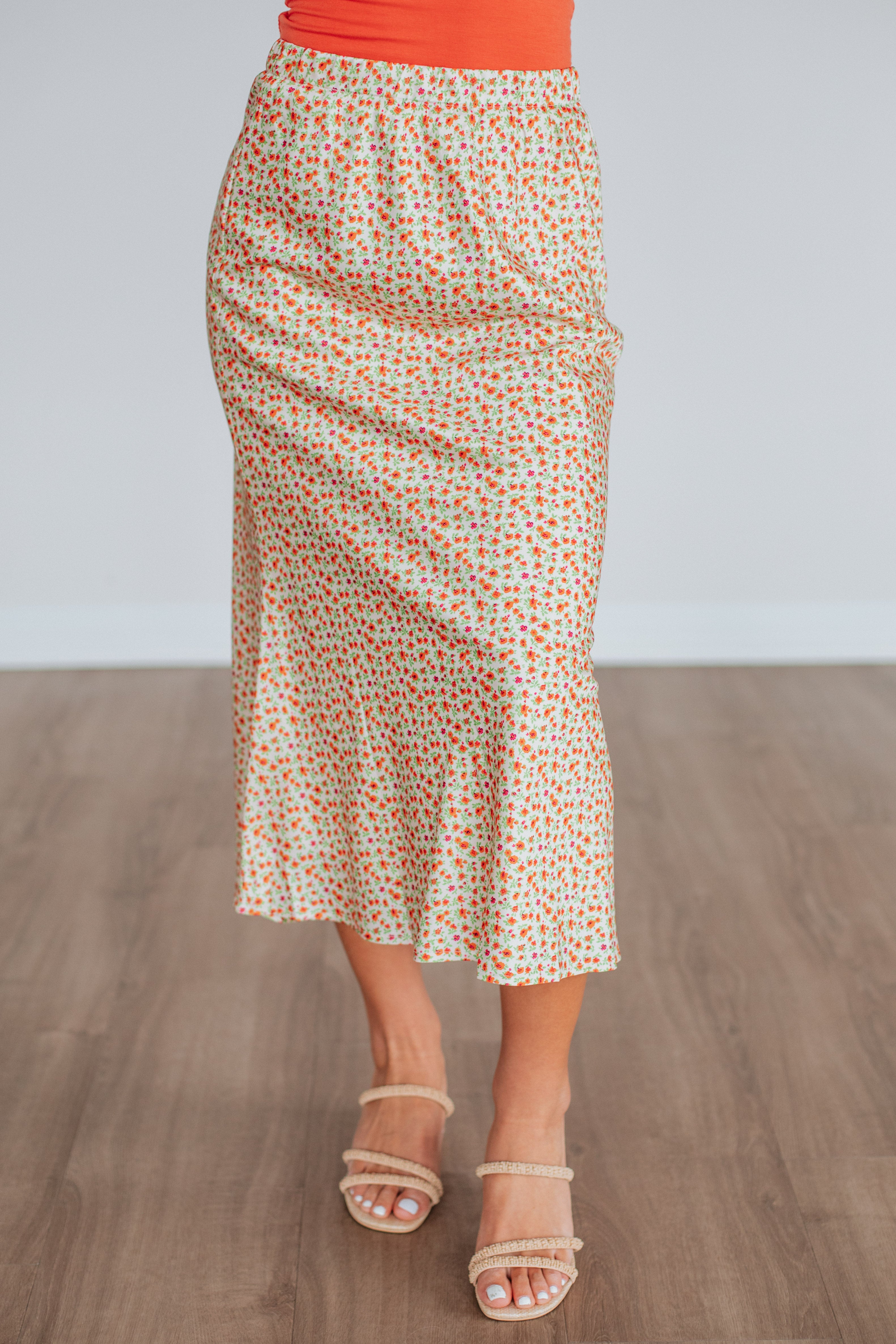 Eileen Floral Skirt for Women - A-Line Summer Midi Skirt with Pockets - Boho Flowy Skirt for Beach, Vacation, and Casual Outings