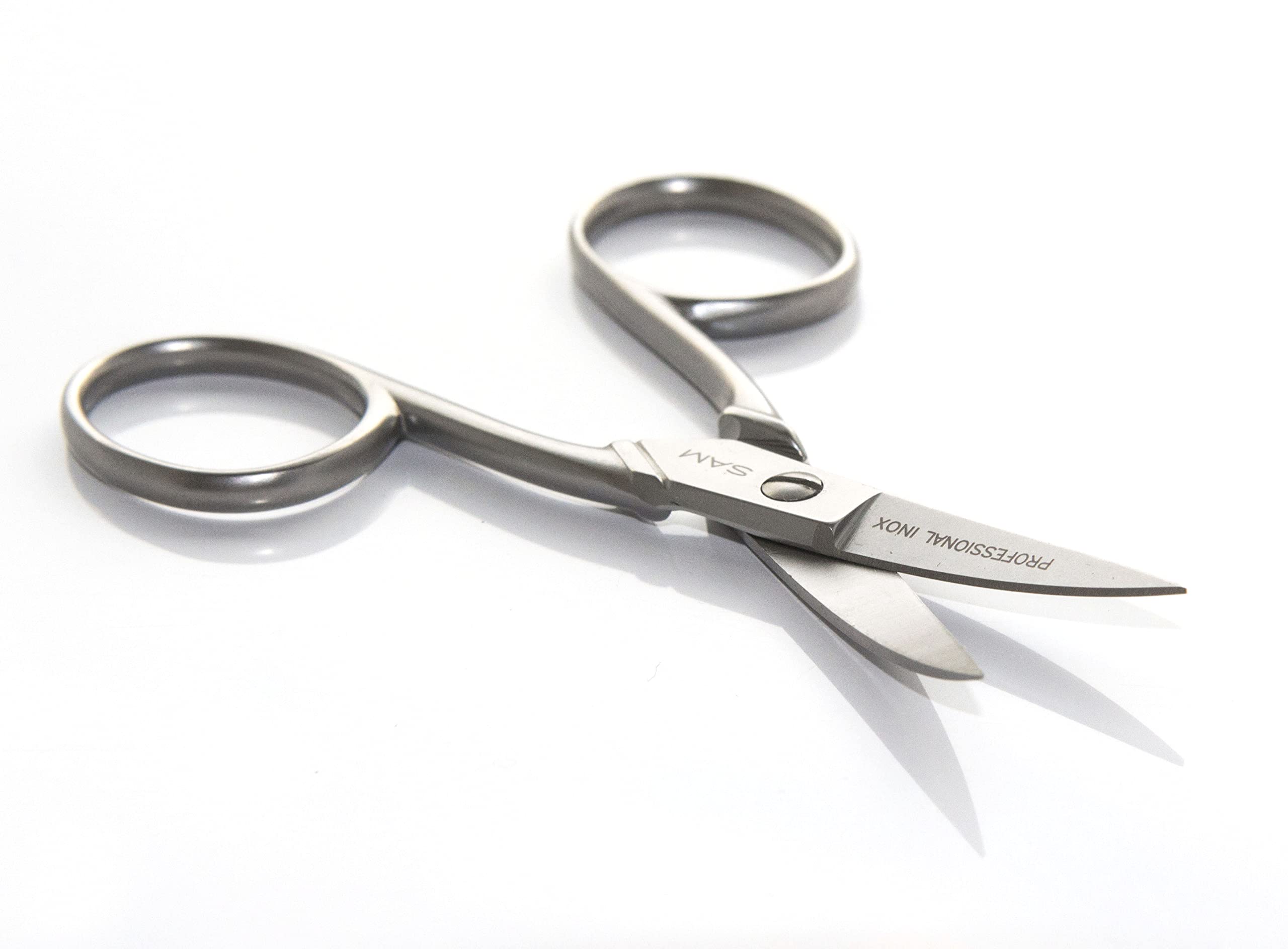 Professional SAM Curved Manicure Scissors - 9cm Stainless Steel Nail Clippers for Precise Trimming | Perfect for Home Salon, Travel & DIY Nail Care