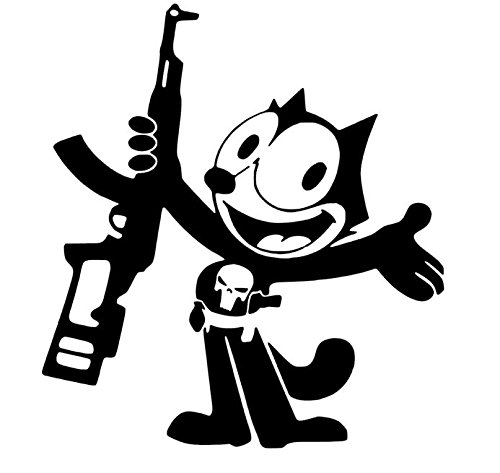 Felix the Cat Vintage Cartoon Punisher Vinyl Decal - Waterproof Stickers for Laptop, Car, Phone, Notebook - Retro Cartoon Decoration for Fans & Collectors