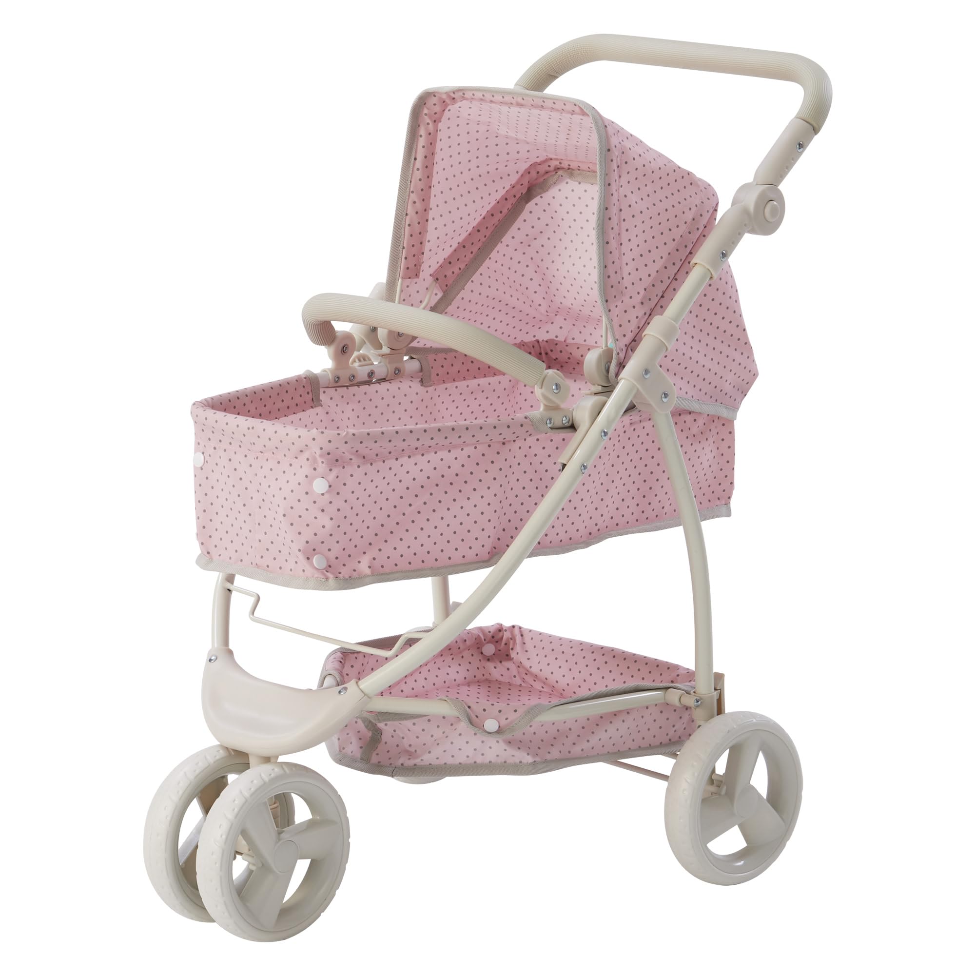 Olivia's Little World - 2-in-1 Baby Doll Bassinet & Stroller for Toddlers, Pink/Gray Princess Doll Pram - Perfect for Imaginative Play, Gift for 5 Year Old Girls, Indoor & Outdoor Use