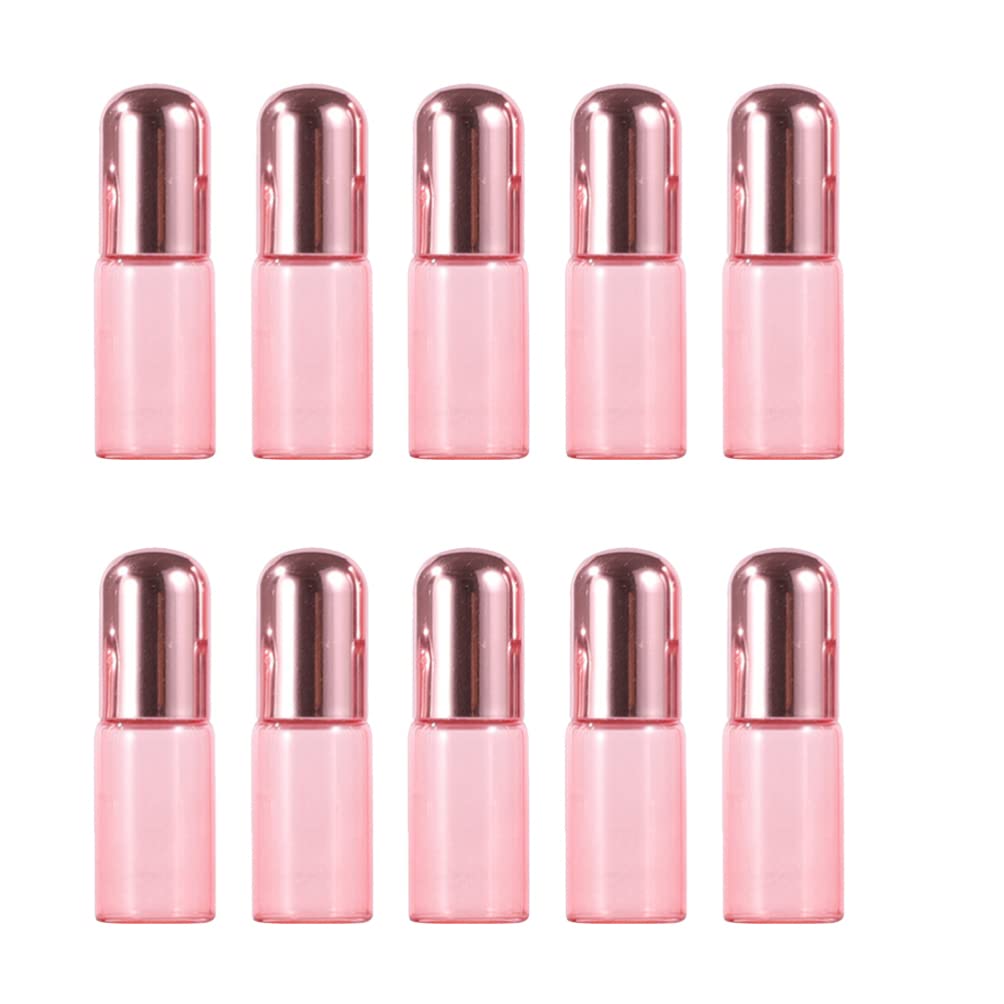 OITTO 10 Pack 3ml Essential Oil Roller Bottles - Refillable Glass Roll-On Perfume Bottles, Travel Size Cosmetic Containers (3.9x1.6x1.6cm) - Perfect for Aromatherapy, DIY Blends & On-The-Go Use