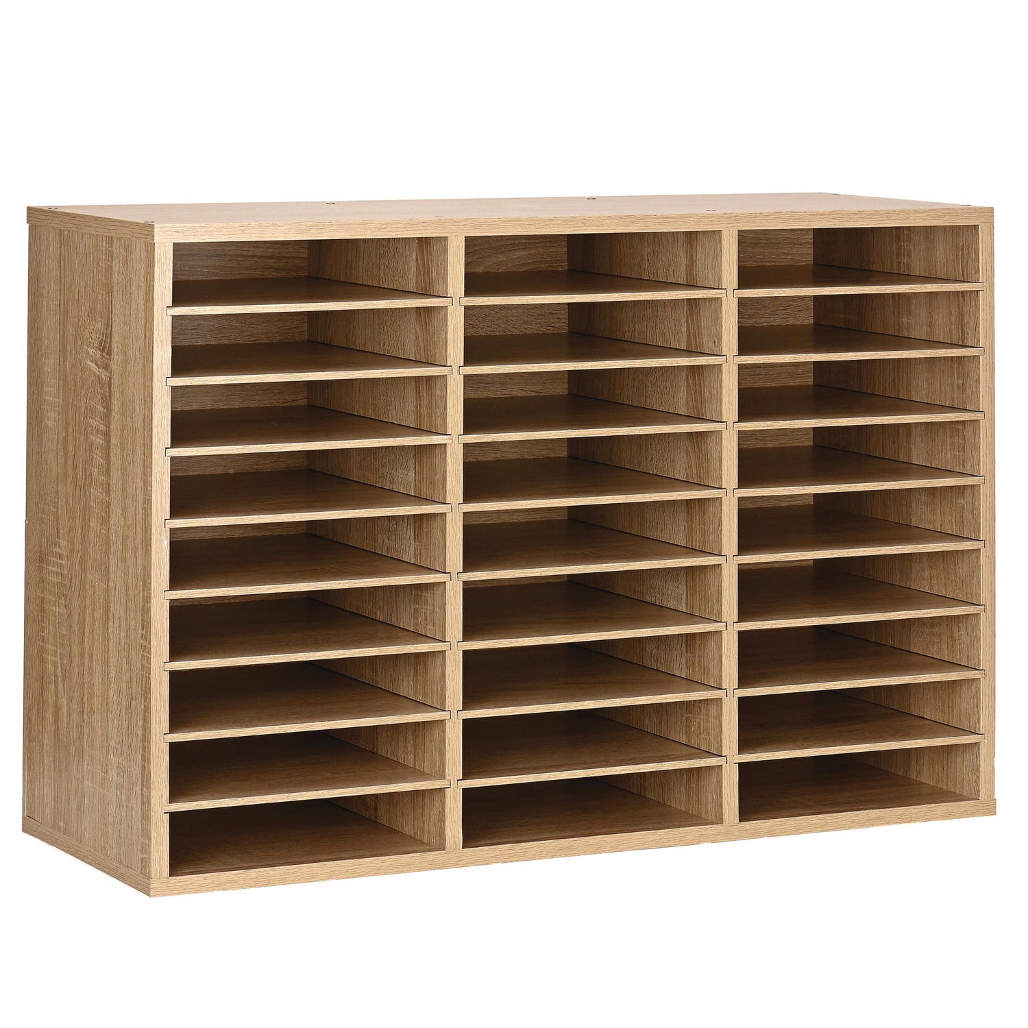 AdirOffice Wooden 27-Section Letter Size Literature Organizer - Medium Oak File Sorter (31.49