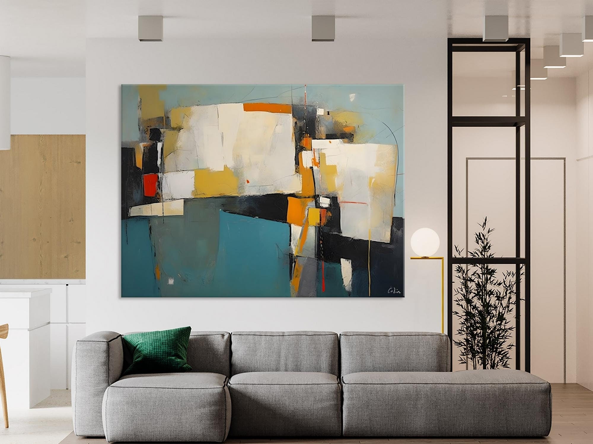 Hand Painted Large Canvas Wall Art - Original Abstract Acrylic Painting for Living Room Decor | Modern Oversized Contemporary Artwork for Home & Office Interior Design