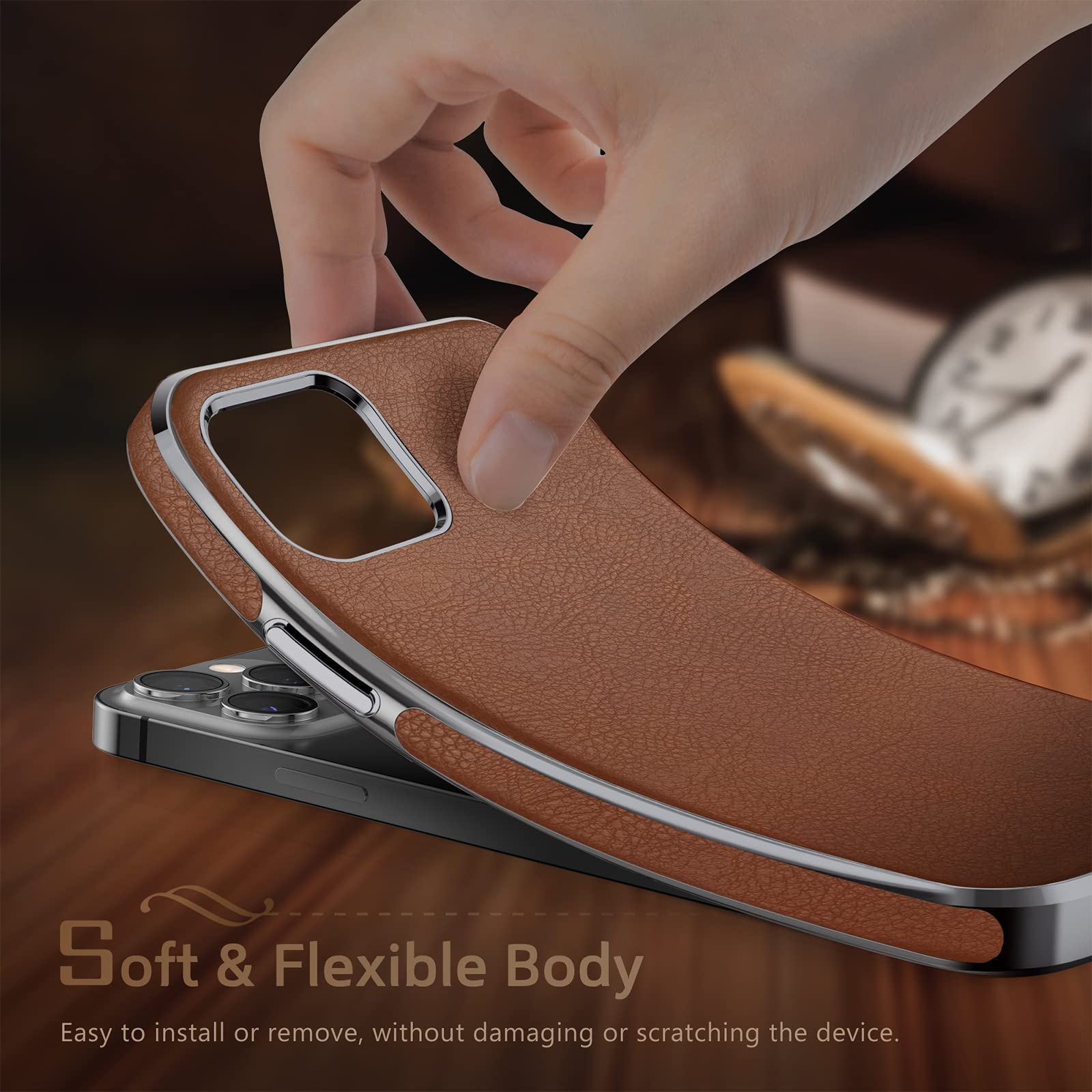 Premium Leather iPhone 13 Pro Max Case - Slim Business Cover with Shockproof Protection | Luxury Elegant Design for iPhone 13 Pro Max 5G 6.7