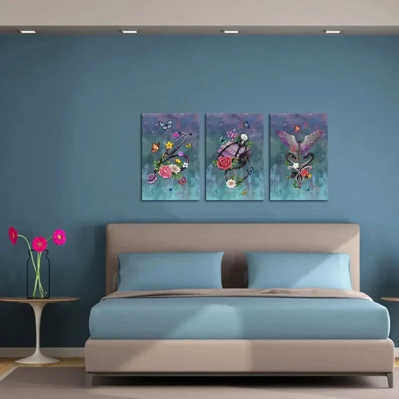 3-Piece Medical Stethoscope Snake Wing Metal Wall Art Prints - Ready to Hang Doctor Office Decor, Clinic & Hospital Wall Decorations for Healthcare Professionals