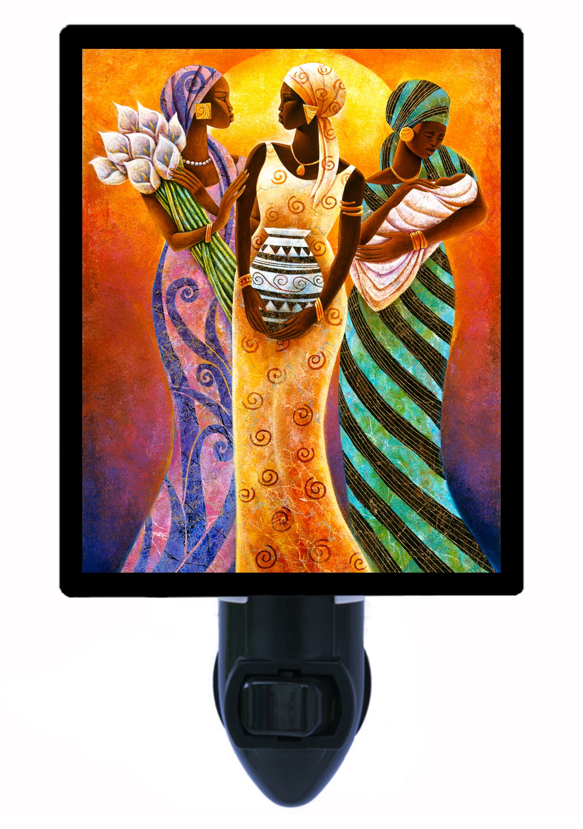 African Inspired Night Light - Sisters of The Sun Cultural LED Lamp for Bedroom, Nursery & Home Decor | Ethnic Themed Nightlight for Kids & Adults