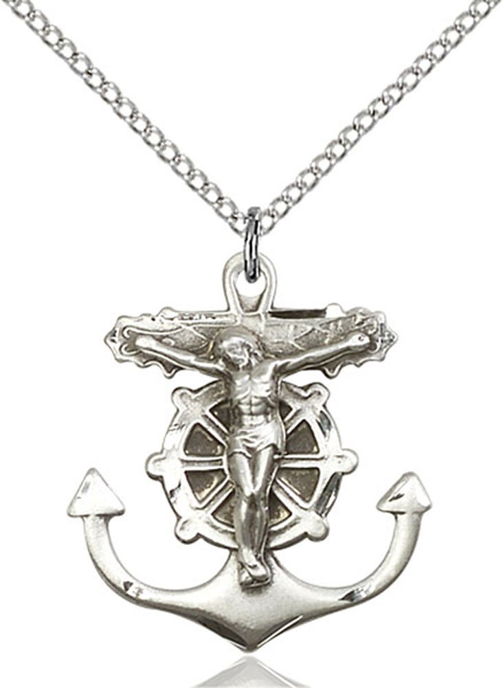 Heartland Store 925 Sterling Silver Anchor Crucifix Pendant Necklace for Men & Women | Religious Jewelry, USA Made | Perfect for Daily Wear, Gifts & Faith-Based Occasions