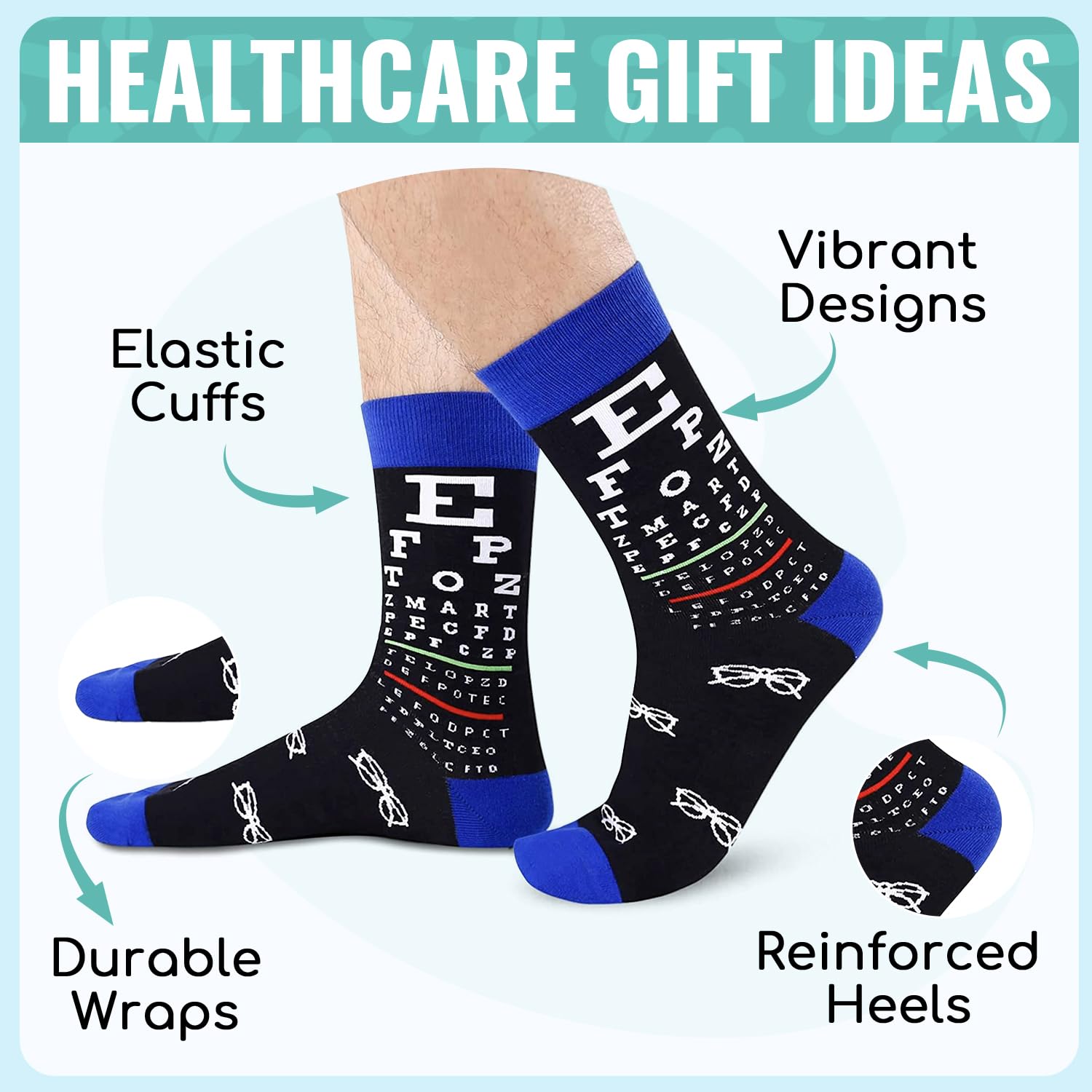 Funny Optometry Socks for Men - Eye Doctor Gifts with Eye Chart Design | Perfect for Optometrists, Ophthalmologists & Medical Students