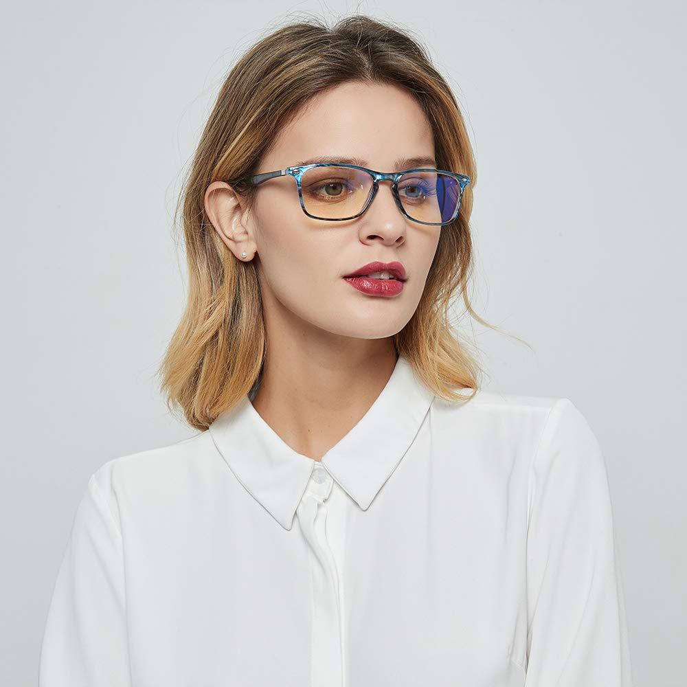 Blue Light Blocking Reading Glasses for Men & Women - JOSCHOO Computer Glasses with Anti-UV & Anti-Glare (Brown Stripe, +2.25) - Perfect for Office Work, Gaming & Digital Screen Use