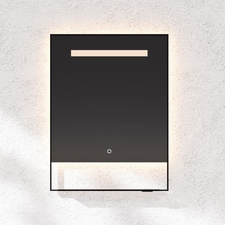 Oxygen Castore 3 0902 15 Inch 24x32 LED Lighted Mirror with Adjustable Brightness - Black Bathroom Vanity Mirror for Makeup & Shaving - Perfect for Bedrooms, Salons & Dressing Rooms