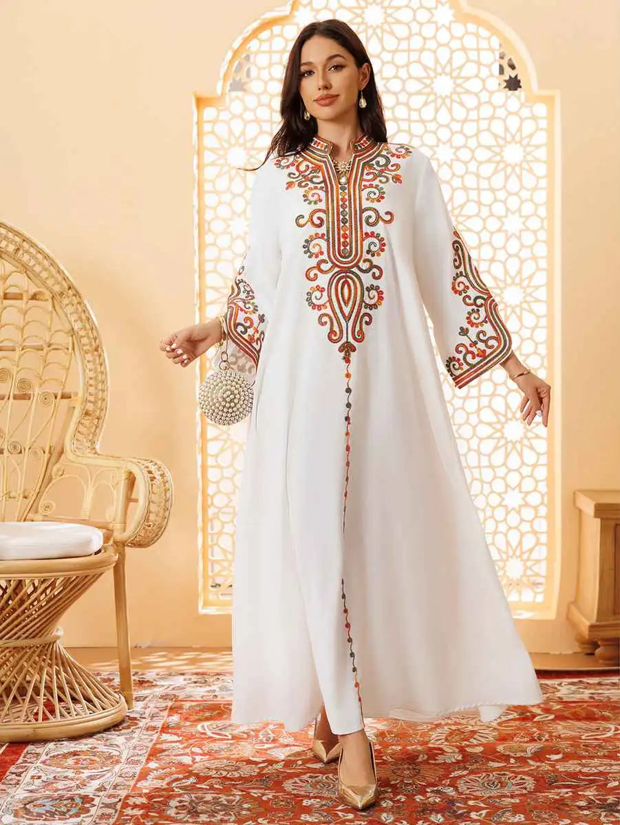 Elegant Arab Rope Embroidery Eid Caftan Kaftan Dress for Women - Perfect for Eid Celebrations, Weddings & Special Occasions