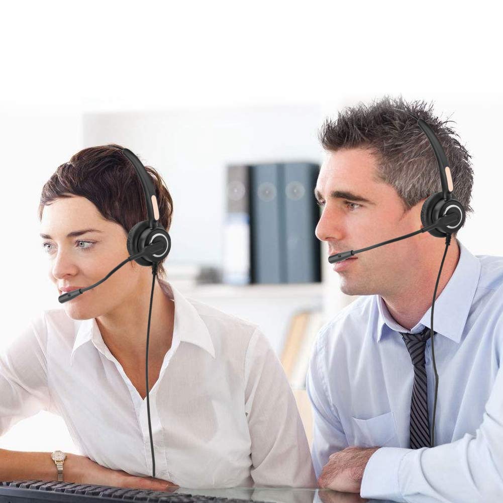 VBESTLIFE RJ9 Wired Headset with Noise Cancelling Microphone, Volume Control & Mute Button - Perfect for Call Centers, Customer Service, Office & Remote Work (Compatible with Most Phone Systems)