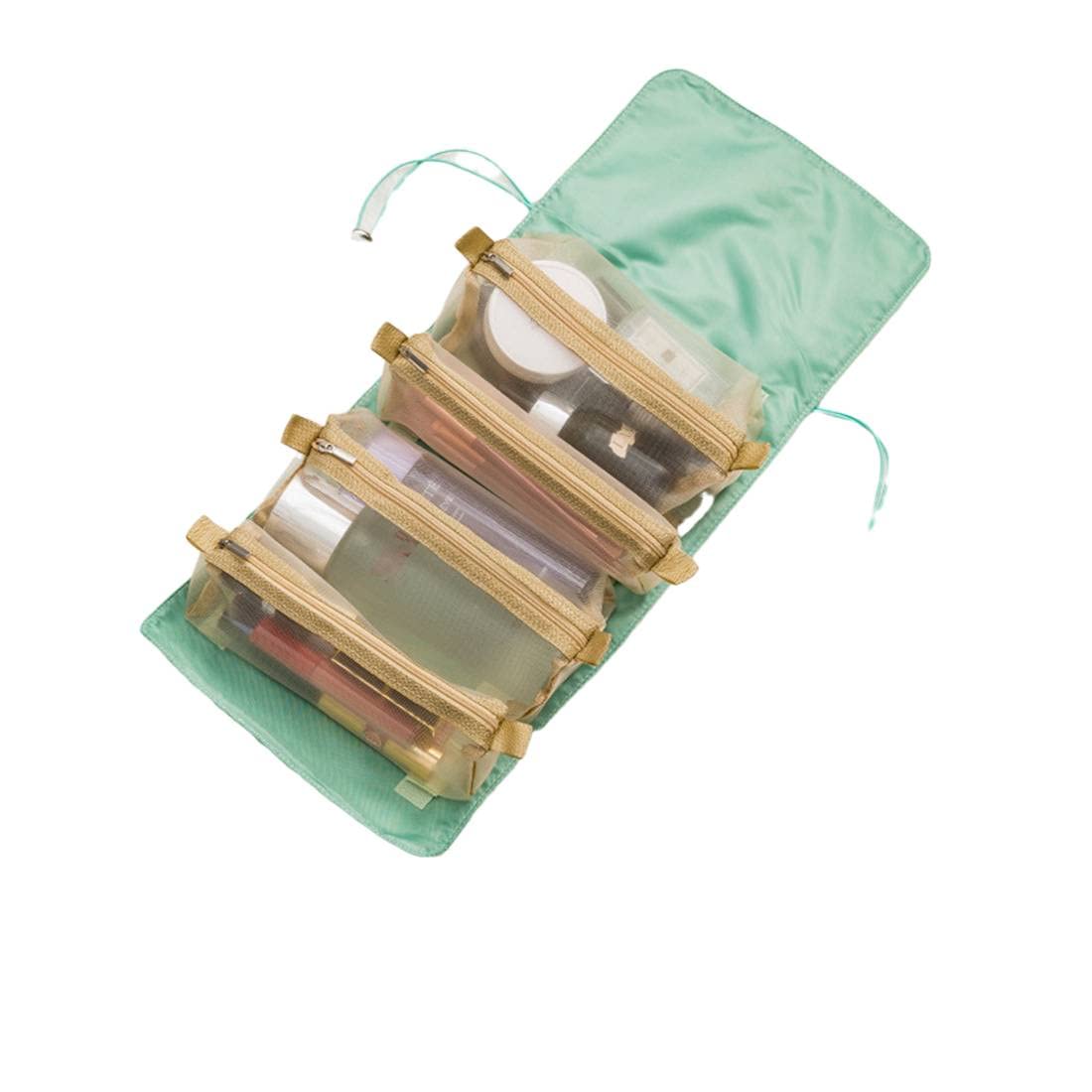 Large Waterproof Hanging Makeup Bag - Foldable Travel Cosmetic Organizer with Detachable Compartments, Green Toiletry Storage for Women | Perfect for Travel, Gym, and Daily Beauty Essentials