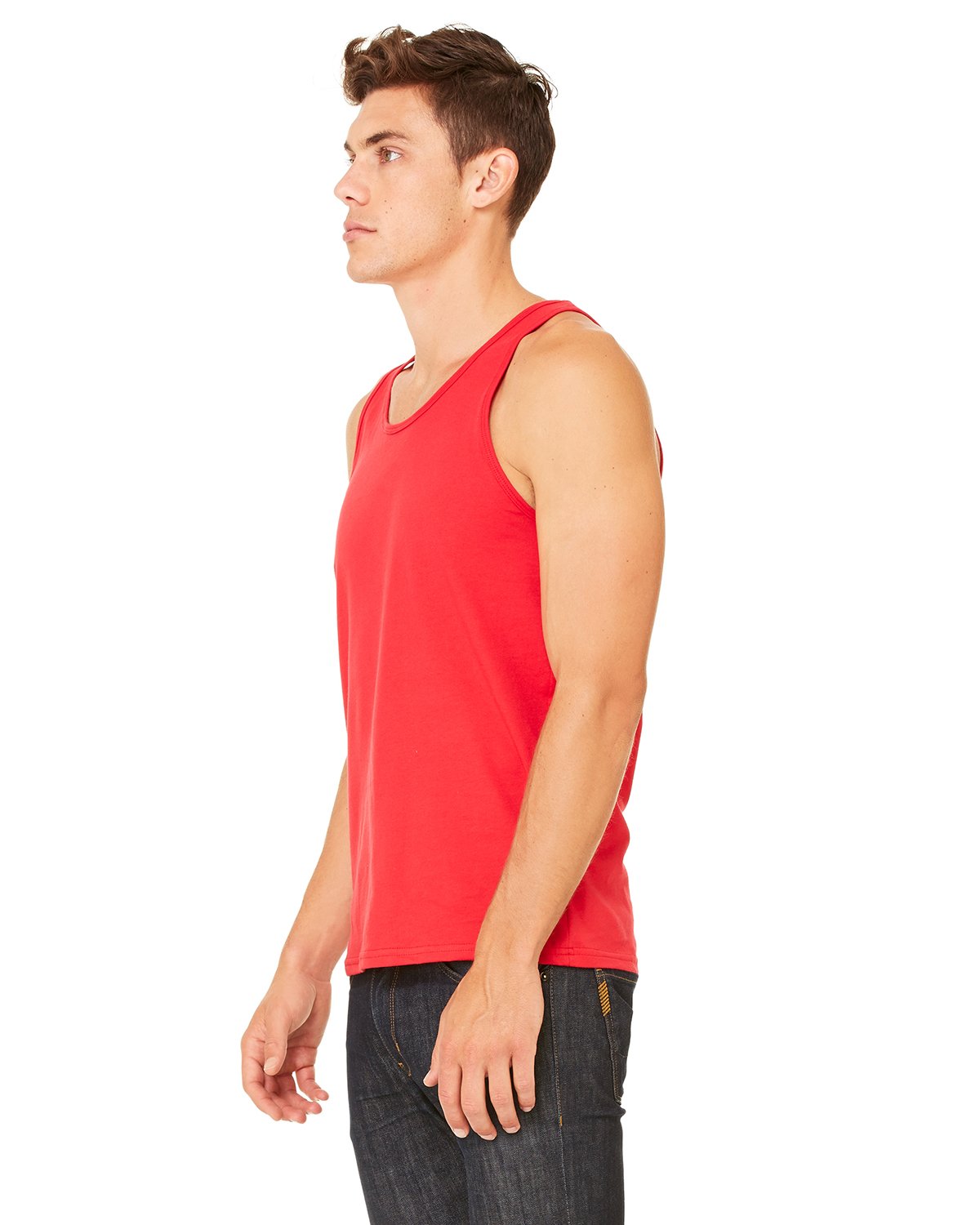 Bella Unisex Jersey Tank Top for Men & Women - Comfortable, Breathable, Soft Cotton - Large Size, Red - Perfect for Gym, Yoga, Running & Summer Outfits