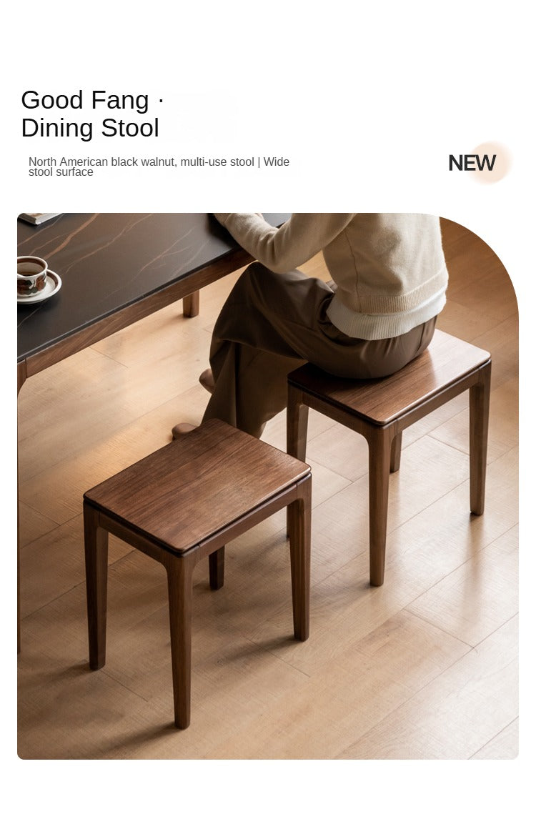 Black Walnut Solid Wood Makeup Stool - Durable Vanity Seat with Cushion for Bedroom, Dressing Room & Beauty Salon | Natural Wooden Stool for Makeup, Hair Styling & Relaxation