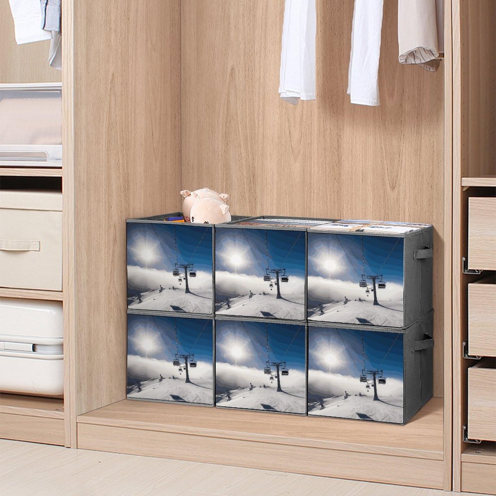 6PCS Collapsible Storage Bins with Handles - Foldable Organizer Boxes for Shelves, Home & Office Organization