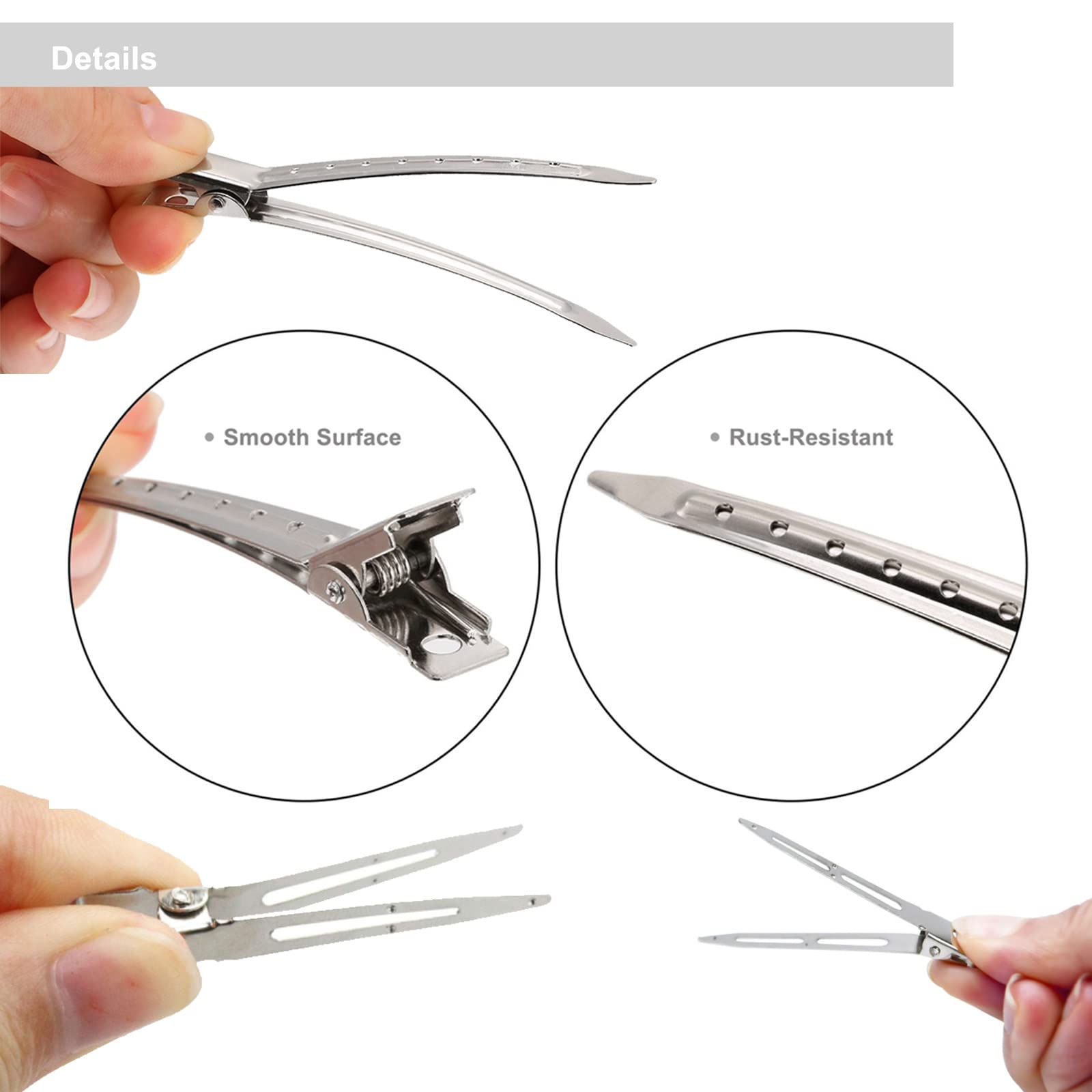40 Pcs Silver Metal Duck Billed Hair Clips for Women - Alligator Curl Clips for Hair Styling, Sectioning & Rollers - Salon Quality Hair Accessories with Storage Case - Perfect for DIY Hairstyles, Long Hair Care & Professional Salon Use